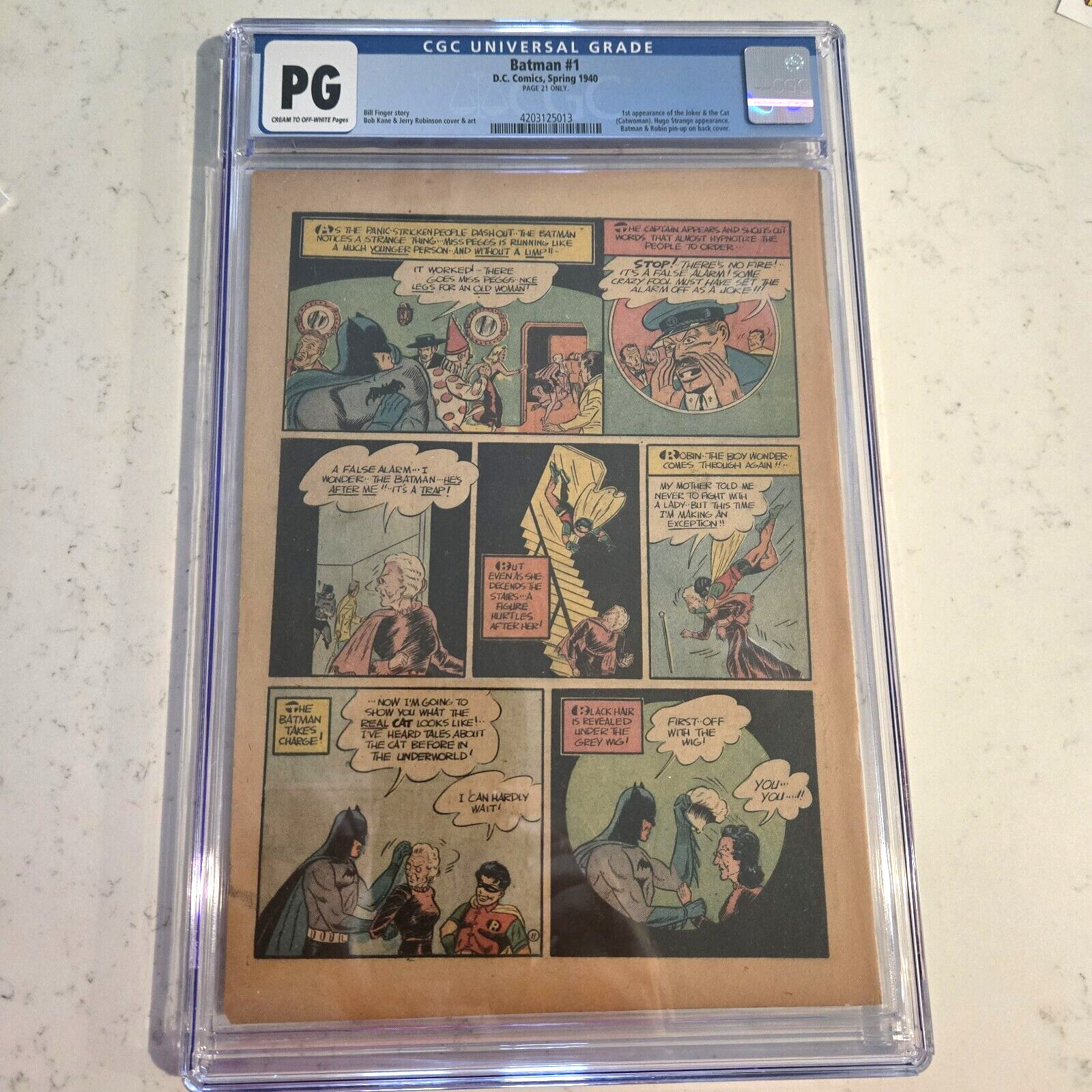 BATMAN #1 NG PG CGC Page 21 only Golden Age 1st Joker 1st Catwoman meets Batman