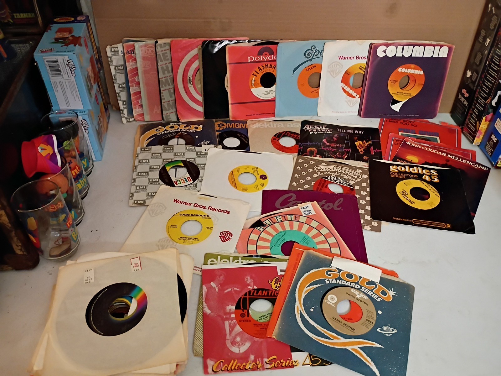 45 rpm vinyl records lot With Company Sleeves Epic And Warner Bros Sleeves