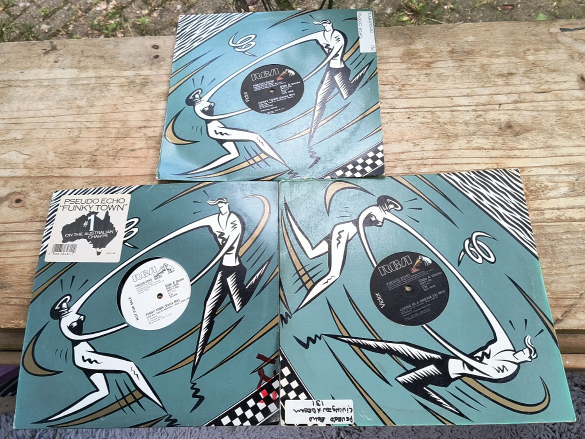 PSEUDO ECHO 3 x RARE USA 12" (PROMO) FUNKY TOWN LIVING IN A DREAM