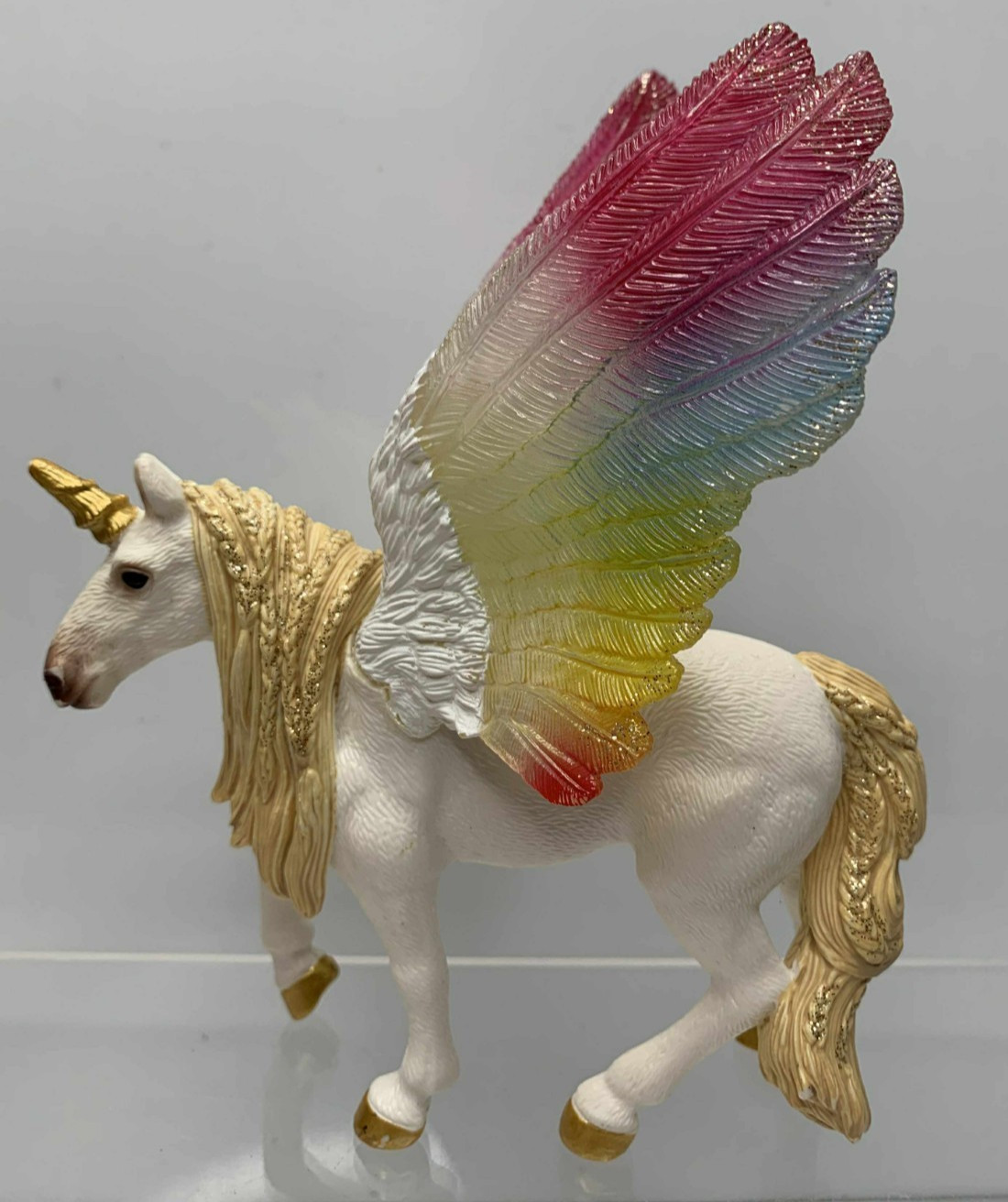 Schleich Bayala Arcobaleno Pegaso Unicorno Stallone Cavallo Oro Glitter Arcobaleno (H6)