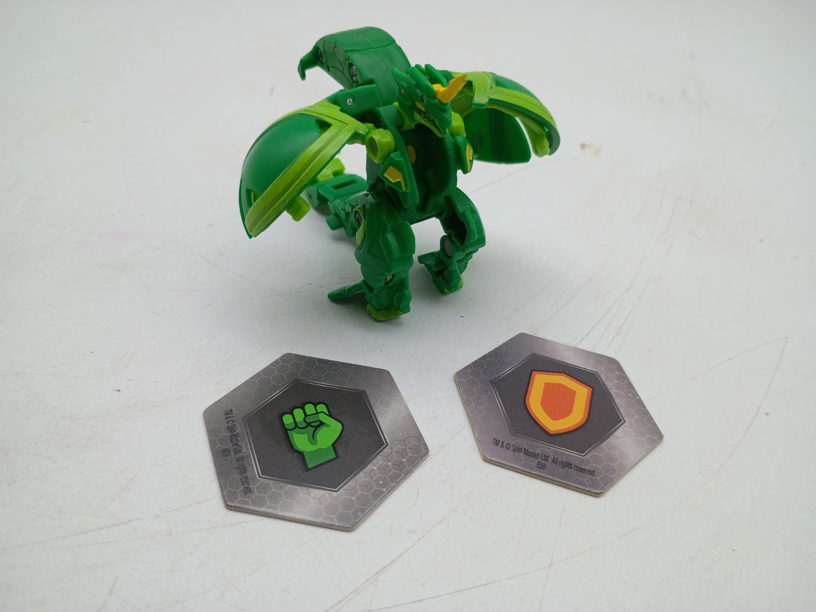 Bakugan Geogan Rising Ventus Dragonoid Ultra Green B600 funzionante 2 piastrelle Bakucore