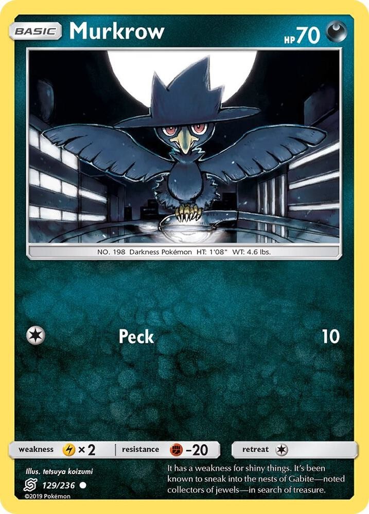 Murkrow 129 #129/236 Sm - Unified Minds Pokemon comune TCG LP
