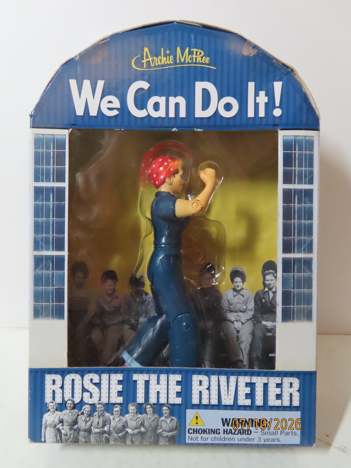 Modellino Archie McPhee Rosie the Riveter alto 5" nuovo con scatola stile vintage giocattolo