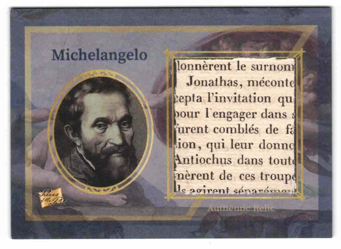 Pieces of the Past Art & Music Edition 2025. Michelangelo Relic Card #162 (MR02)