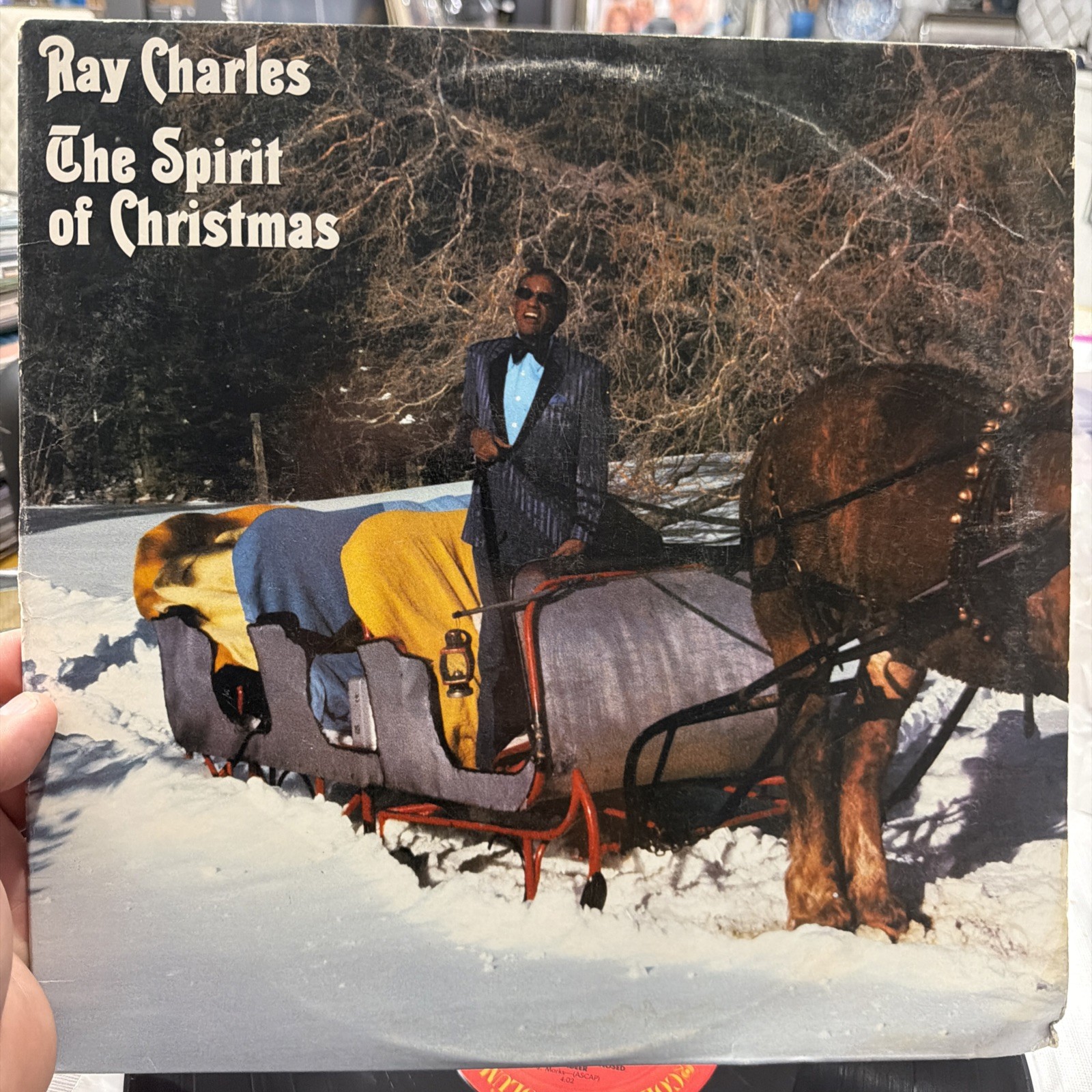 RAY CHARLES The Spirit Of Christmas 1985 LP Columbia RARE**!!  Ultrasonic Clean