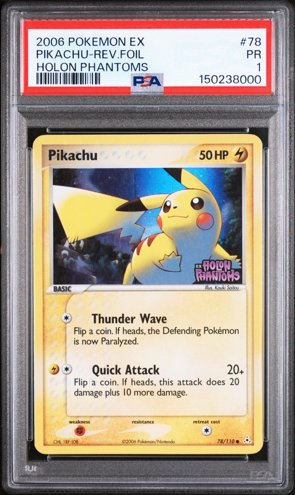PSA 1 2006 Pokemon EX Holon Phantoms Pikachu REVERSE Holo Foil Raro 78/110
