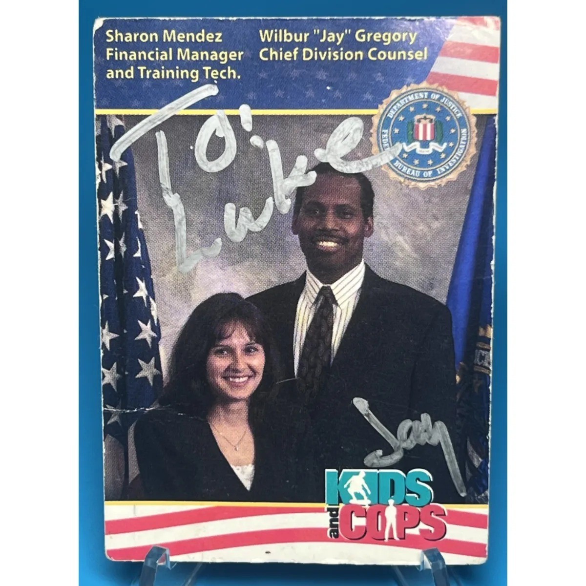 Rare Signed FBI Wilbur "Jay" Gregory Chief Division Counsel (Kids/ Cops) Card Vg
