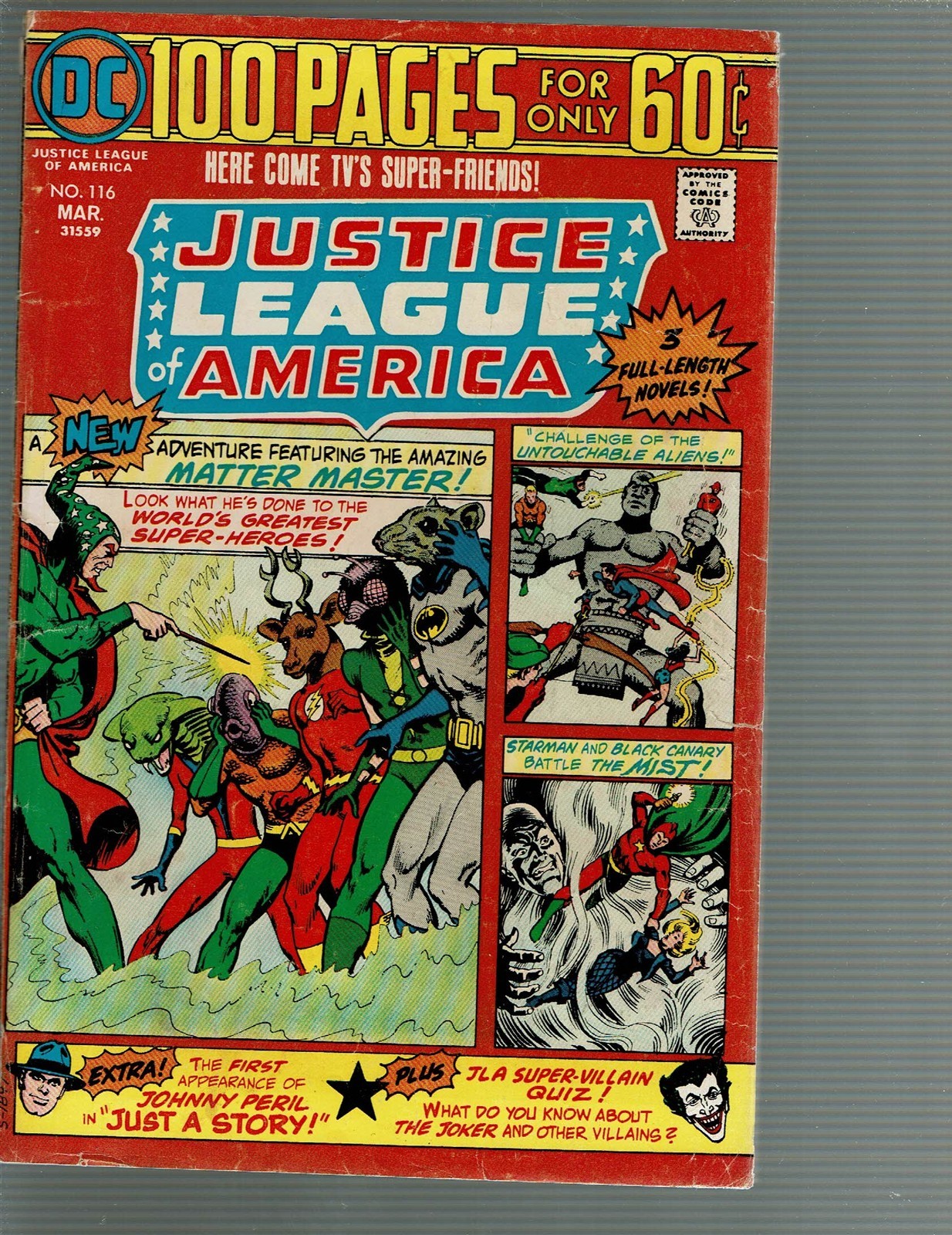Justice League of America 116 Matter Master 1° App Golden Eagle 100 pgs VG/F