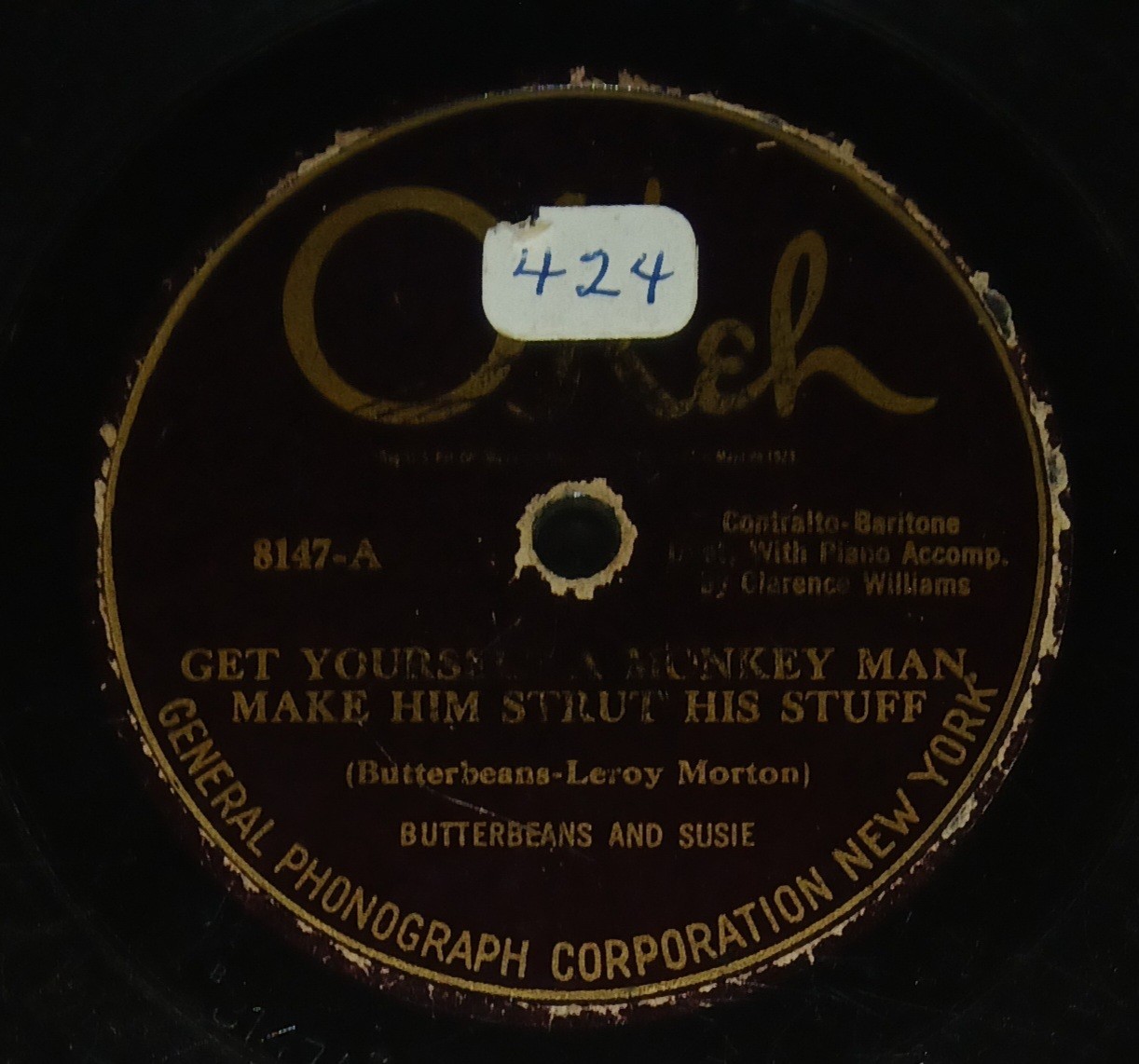 BUTTERBEANS AND SUSIE Get Yourself A Monkey Man OKEH 8147 78 RPM FAIR?G-