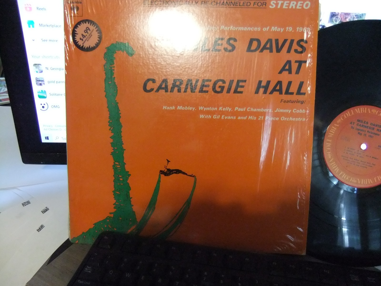 MILES DAVIS AT CARNEGIE HALL IN SHRINK LP COLUMBIA HANK MOBLEY,PAUL CHAMBERS ETC