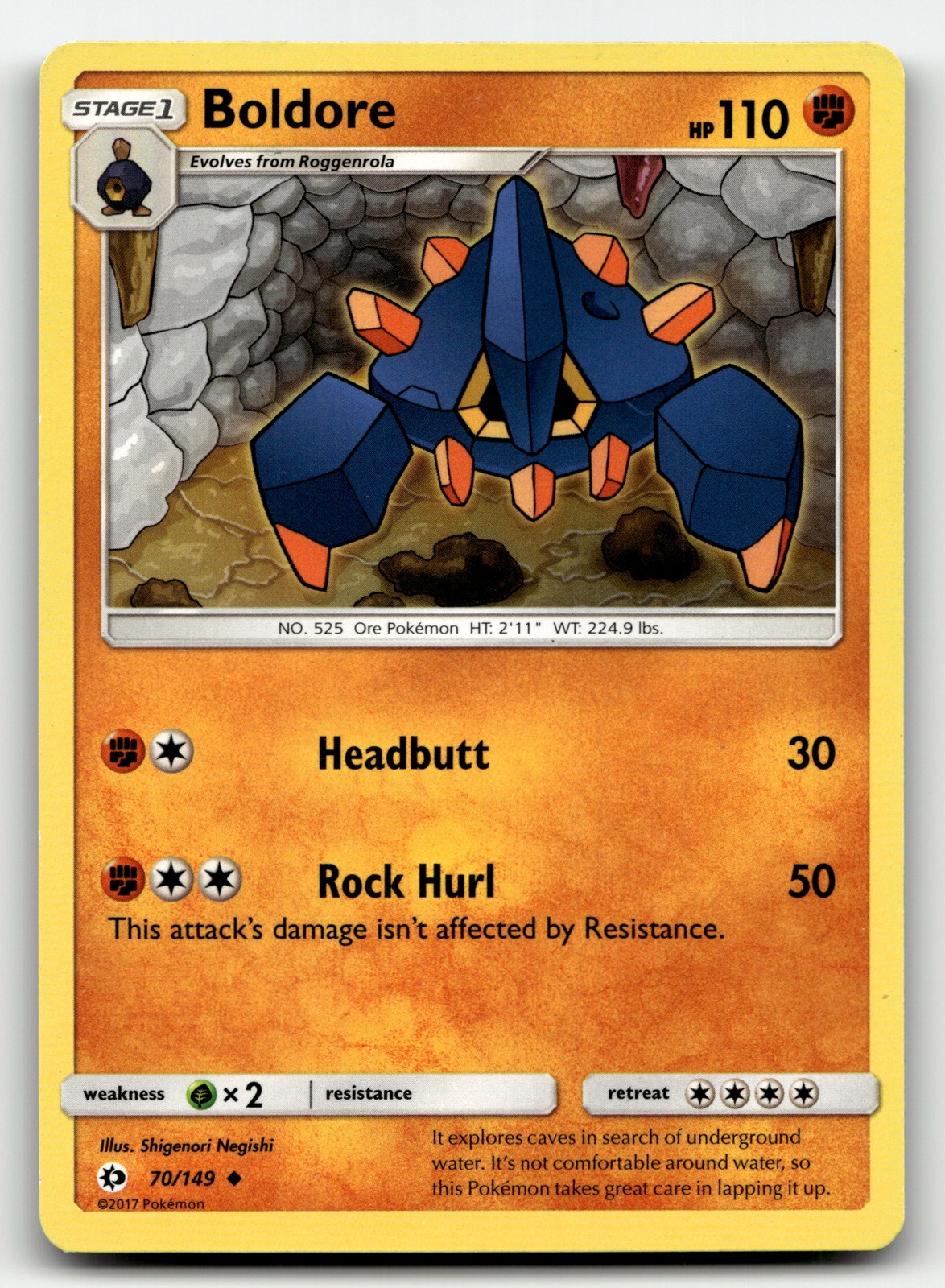 Boldore 70/149 Sun & Moon Uncommon Pokemon TCG [MP]