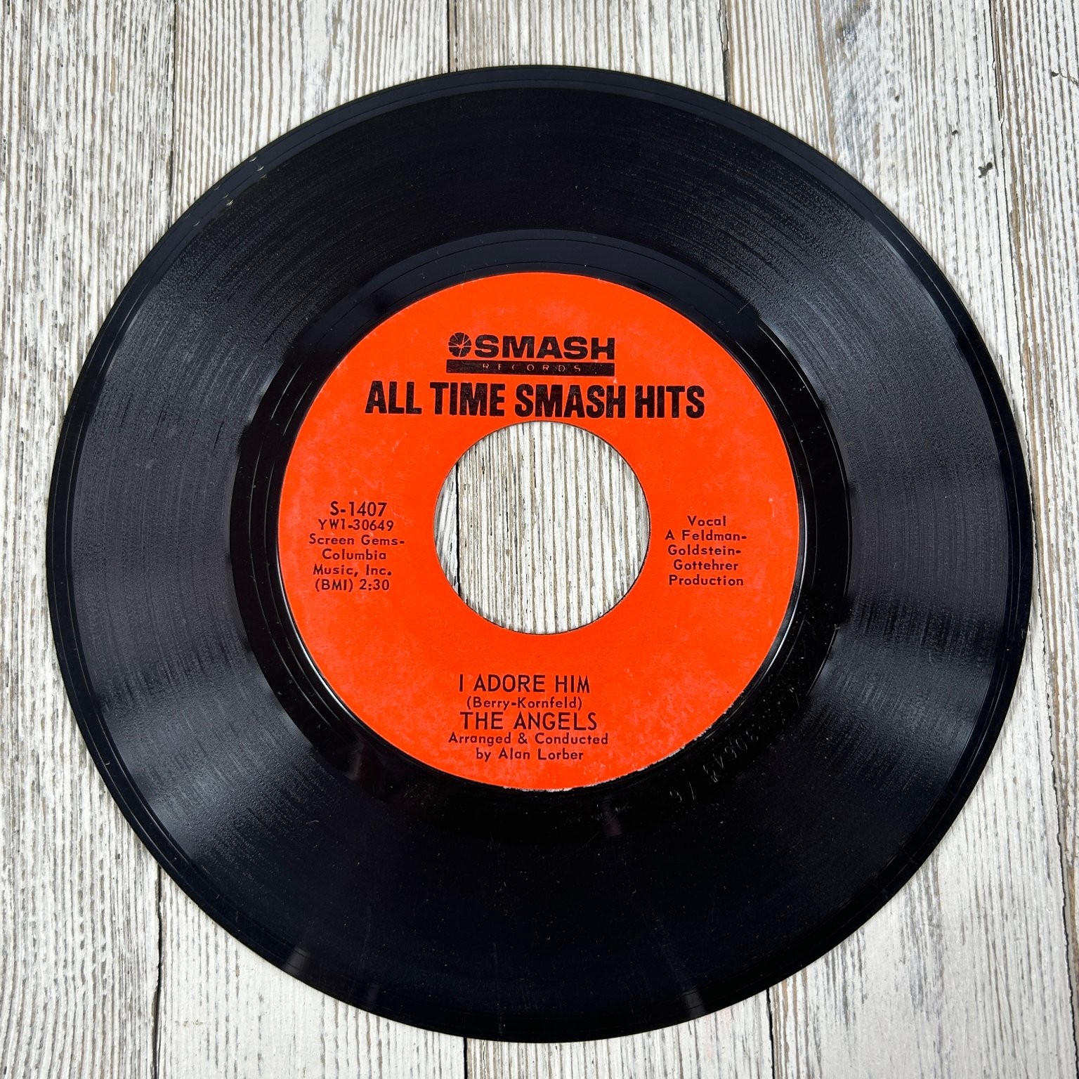 The Angels - All Time Smash Hits 7" Record 1963 Smash Pop Doo-Wop 45 RPM