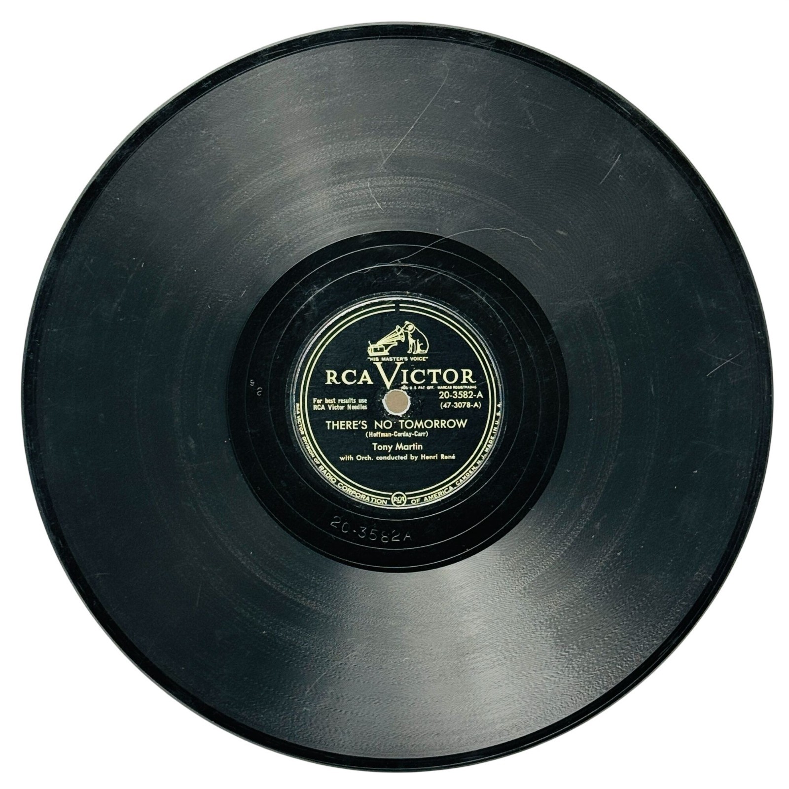 Tony Martin Theres No Tomorrow Shellac Record 78 RPM RCA Victor 20-3582 VG