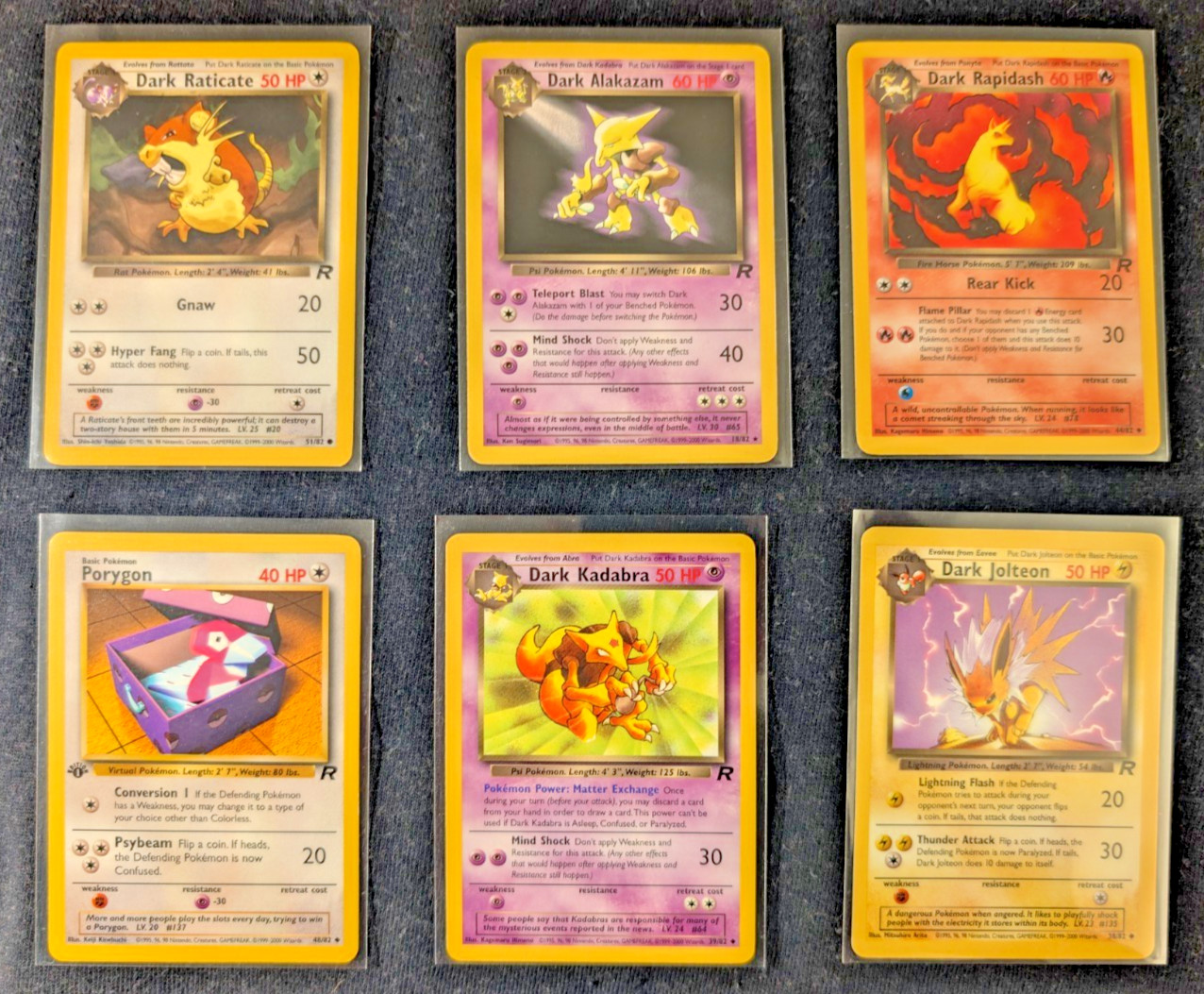 Pokémon Team Rocket Lot x6 Dark Alakazam Jolteon Kadabra Rapidash 1st Ed Porygon