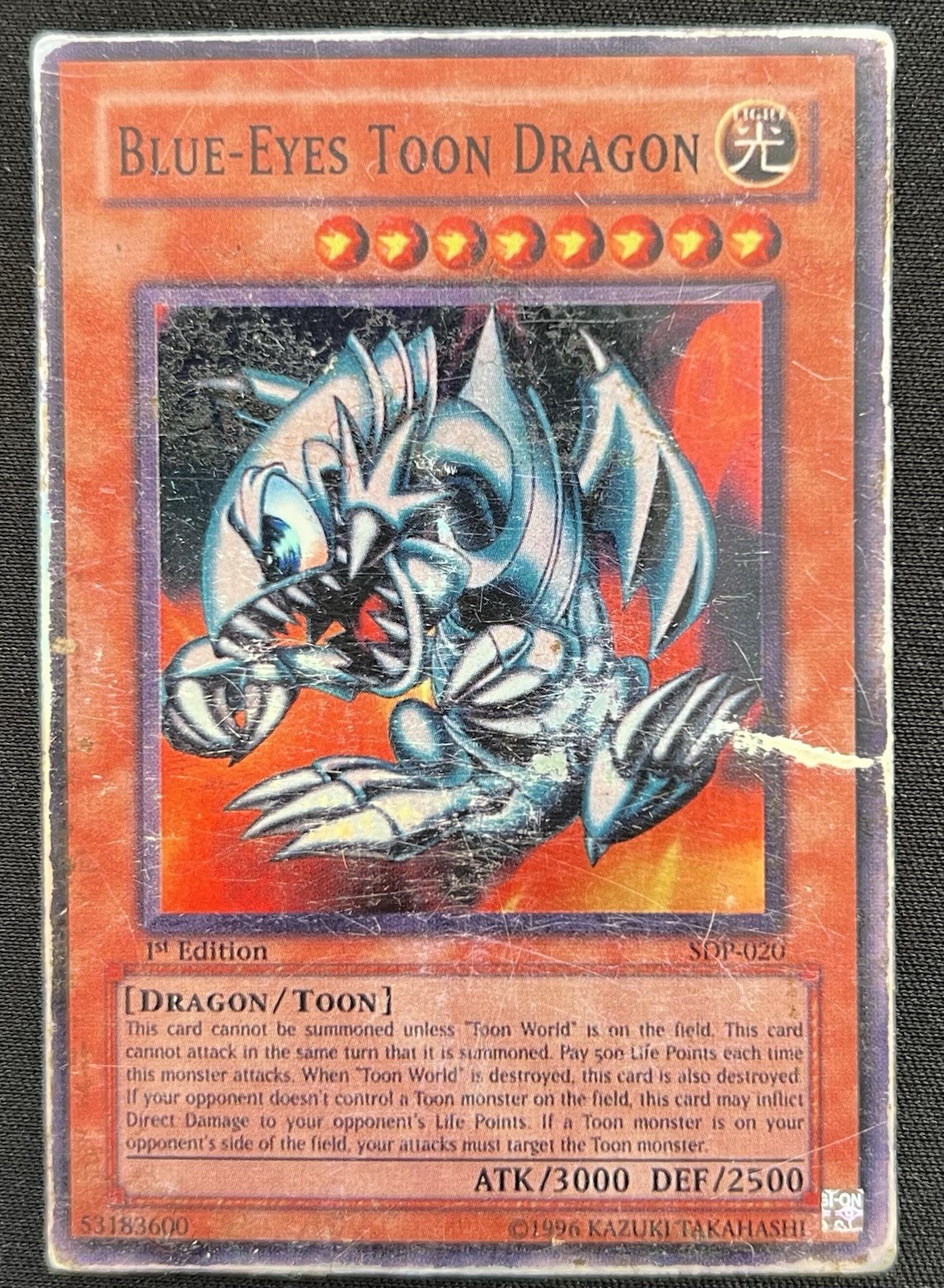 Yu-Gi-Oh Toon Blue Eyes White Dragon SDP-020 1st Edition 1996