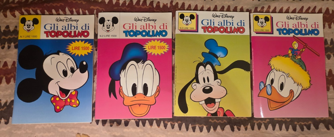 GLI ALBI DI TOPOLINO Lotto 4 FUMETTI Walt Disney 1993 numero 1 2 3 5