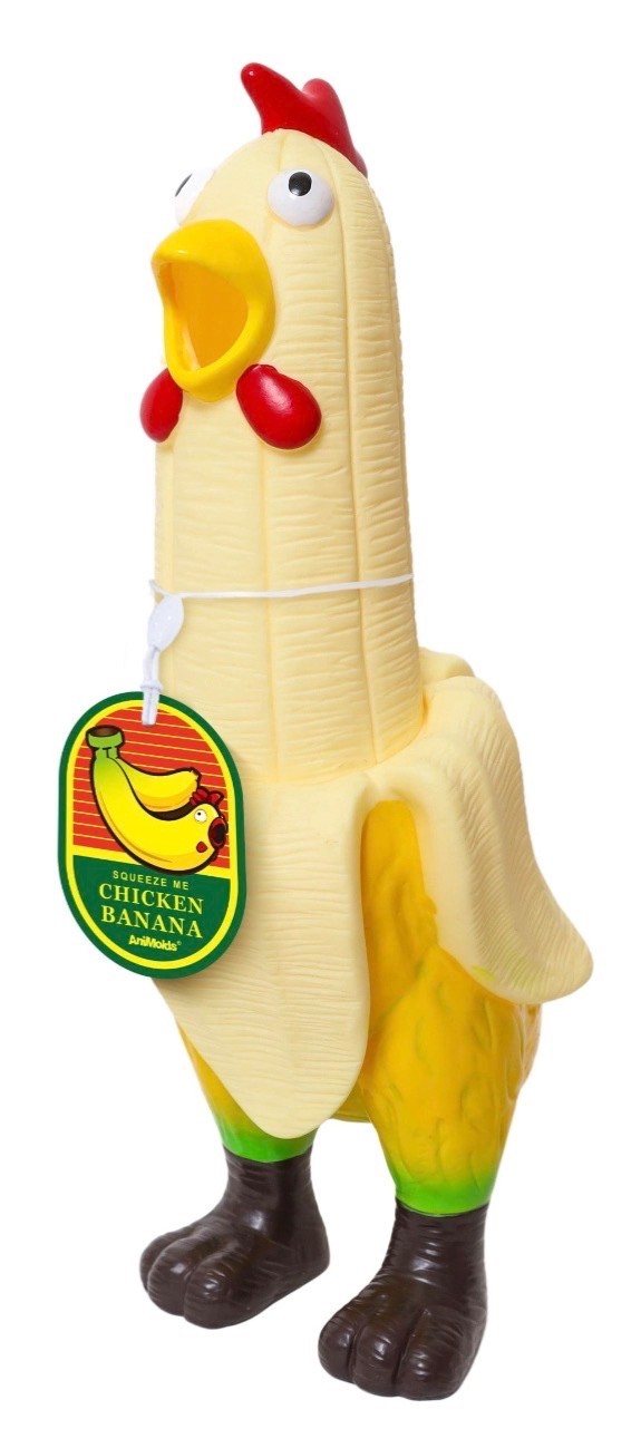 Giocattolo per bambini Animolds pollo urlante e banana nuovo con etichette ~