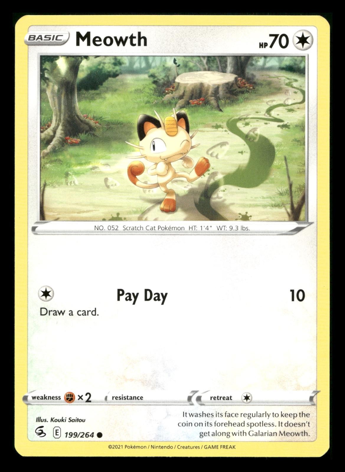 MEOWTH 199/264 COMMON FUSION STRIKE POKEMON NEAR MINT