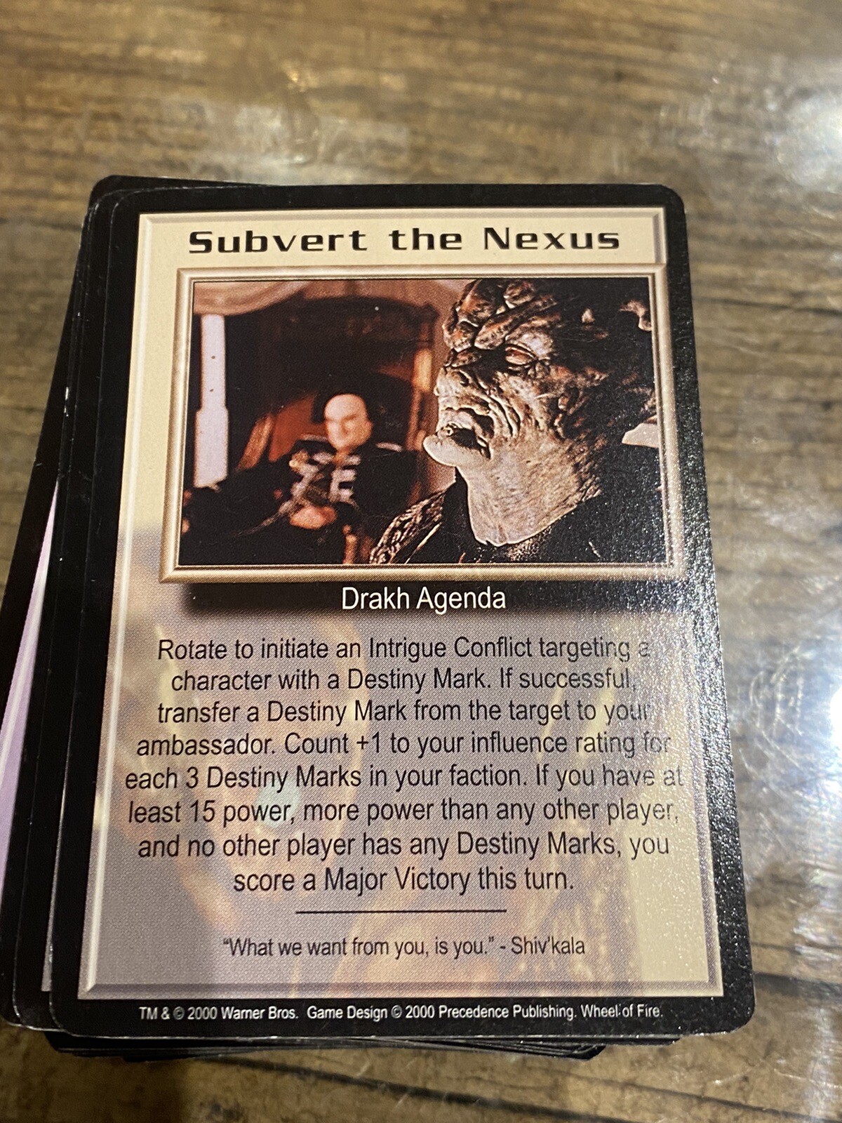 SUBVERT THE NEXUS WHEEL OF FIRE 2000 BABYLON 5 CCG COLLECTORS CARD NEAR MINT