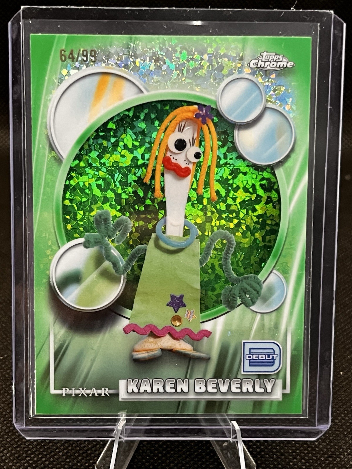2026 Topps Chrome Disney verde mini rifrattore diamante #193 Karen Beverly 64/99