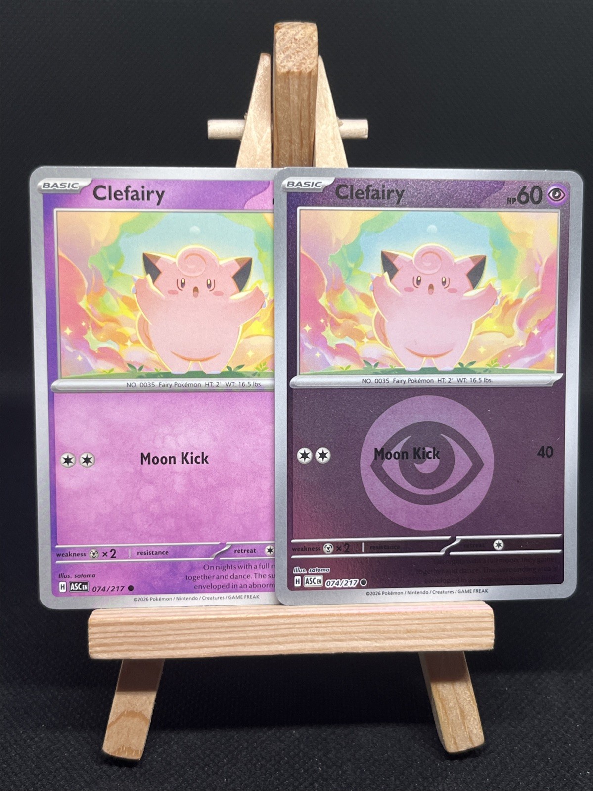 Pokémon TCG Clefairy 074/217 Ascended Heroes. Common and Reverse Holo Bundle. NM