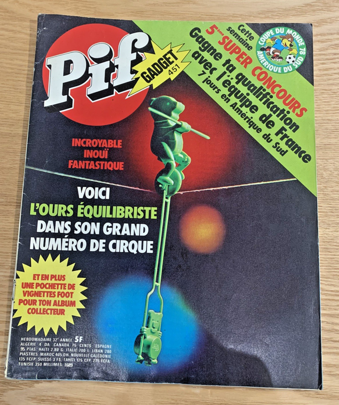 Ancien Magazine PIF GADGET N° 451 (1977) COMPLET avec son Gadget d'origine