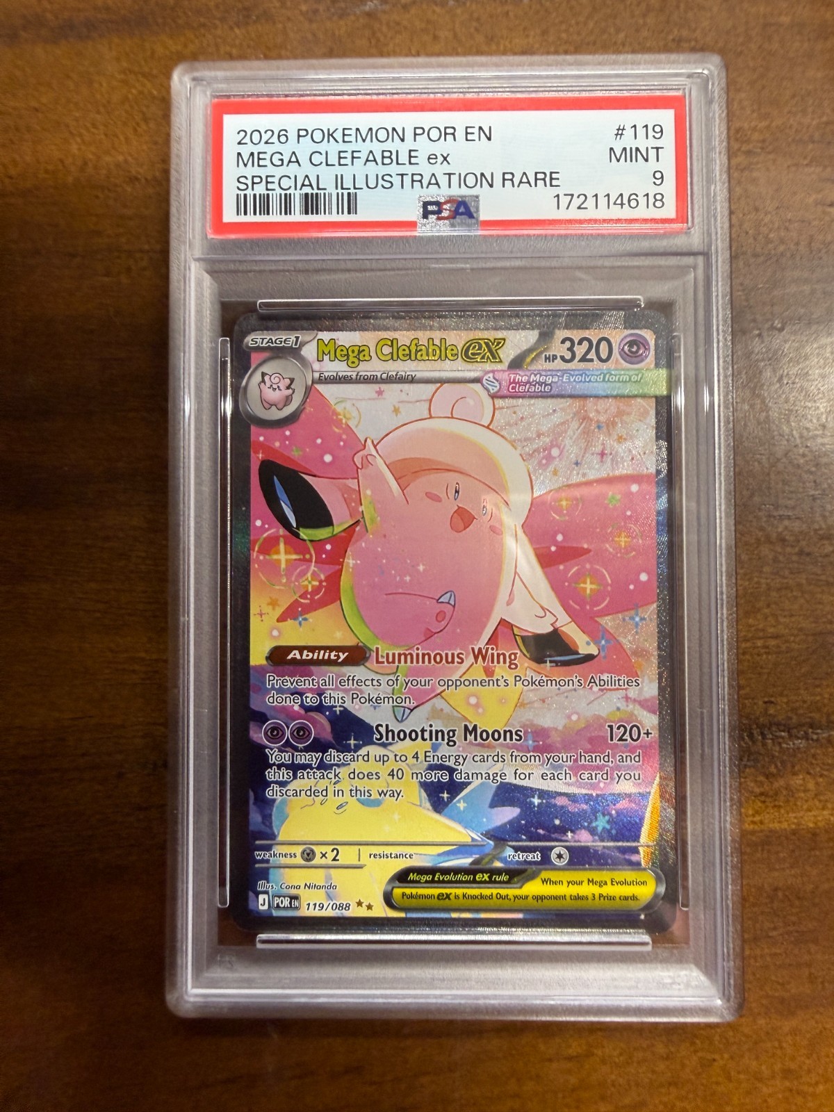 2026 POKEMON POR EN-ORDINE PERFETTO #119 MEGA CLEFABLE EX PSA 9