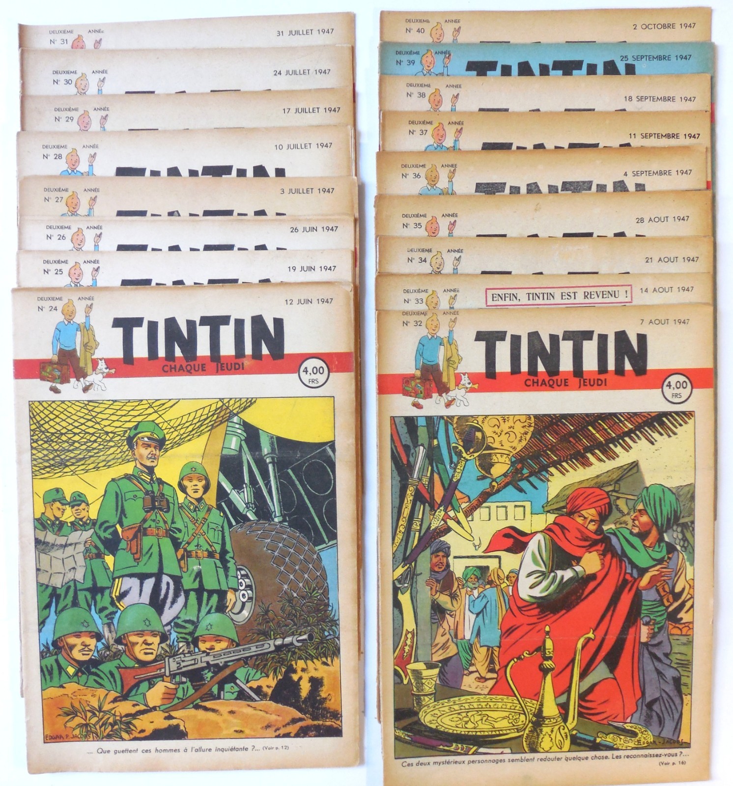 Équivalent Recueil « Tintin » belge n° 3 (n° 24-n° 40, 1947) 2 ex. /TBE