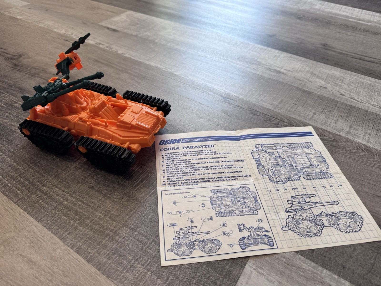 GI Joe Cobra Paralyzer veicolo d'epoca 1991 quasi completo di progetti