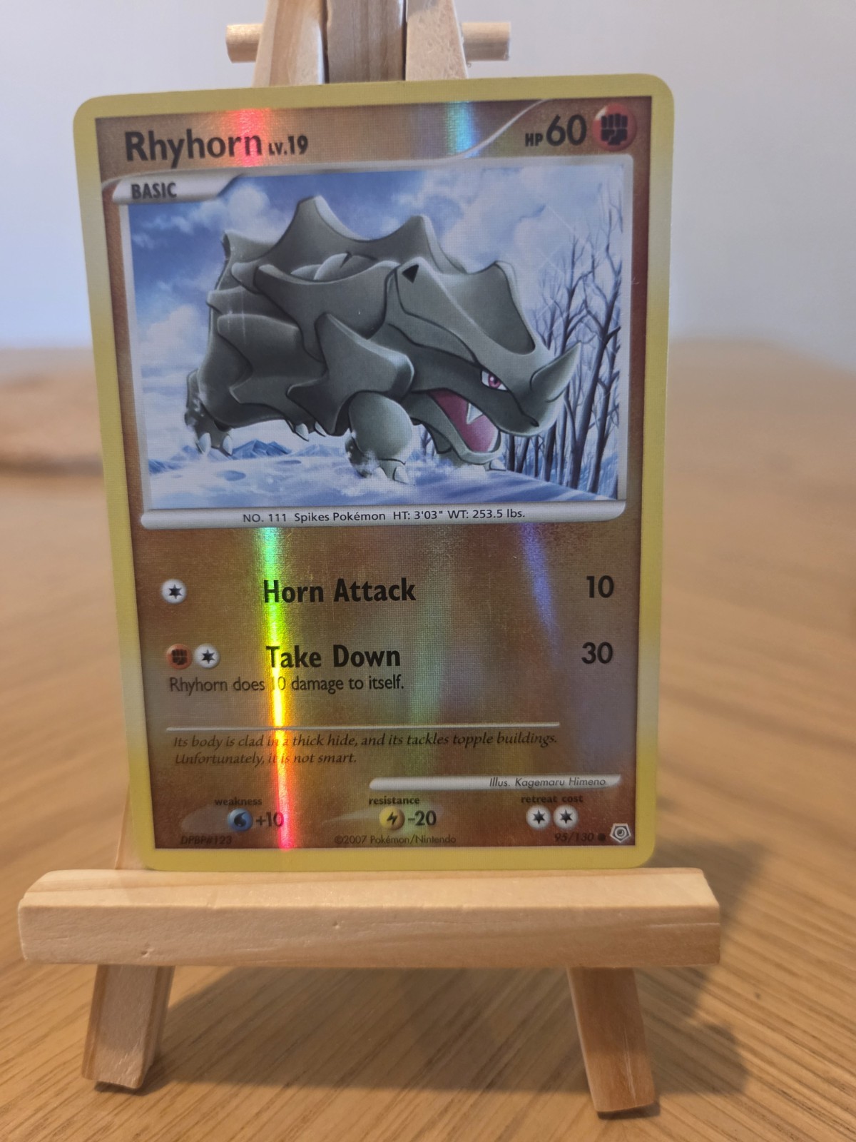 Rhyhorn 95/130 Common Diamond & Pearl Pokemon Reverse Holo Lightly Played
