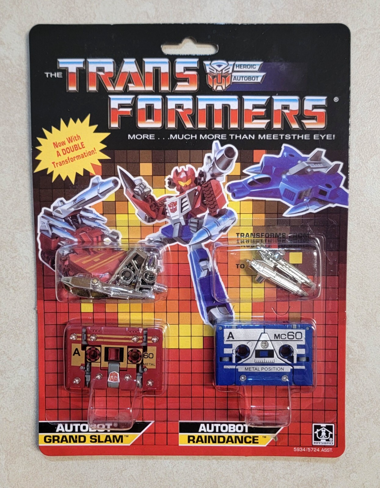 TRANSFORMERS G1 GRAND SLAM & RAINDANCE IN US MOSC RARE CASSETTE BLASTER AUTOBOT