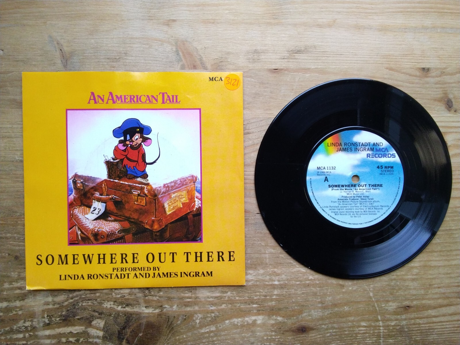 Linda Ronstadt Ingram Somewhere Out There EX 7" Single Vinyl Record MCA1132