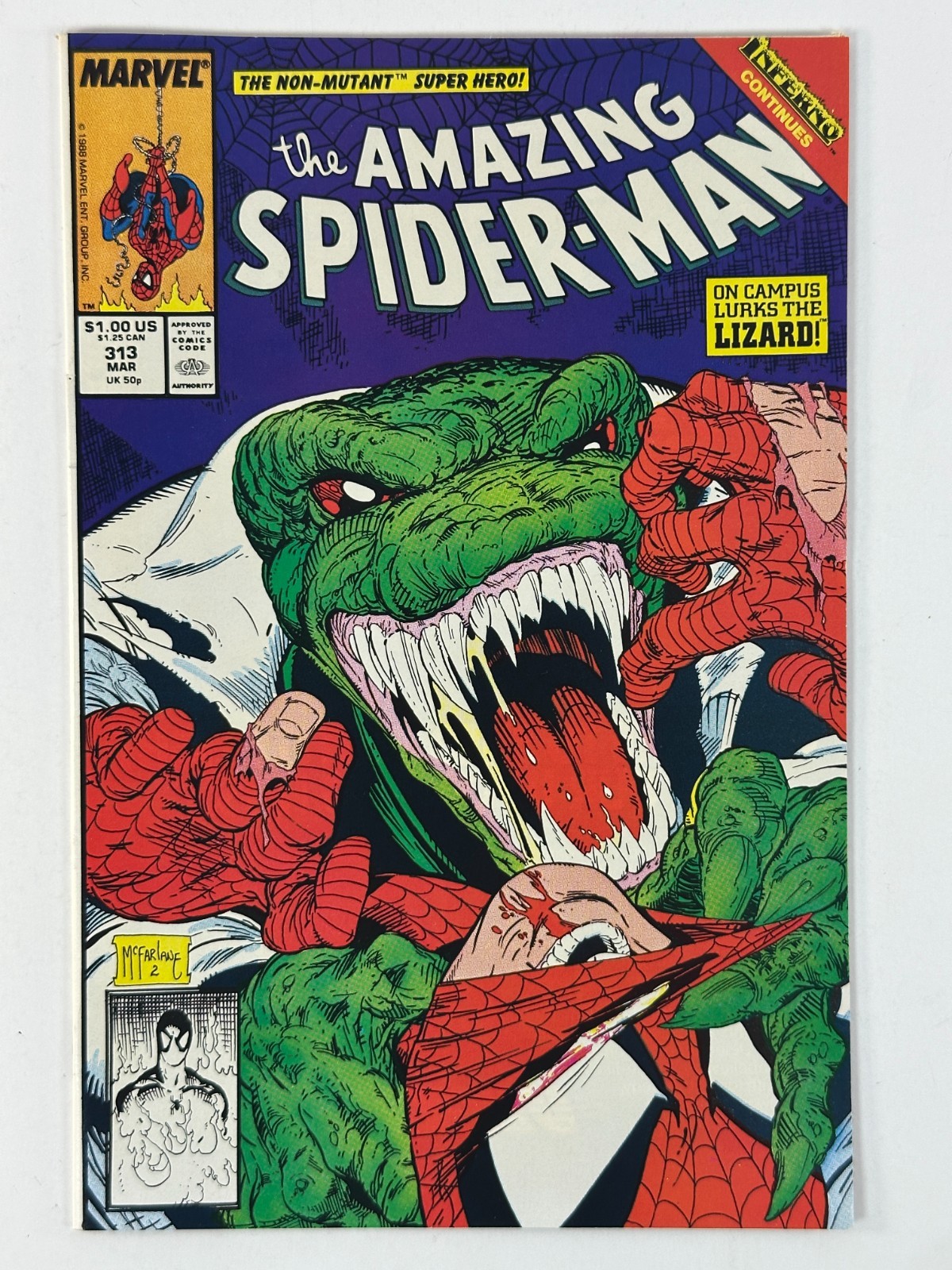 Amazing Spider-Man #313 Marvel 1989 Todd McFarlane copertina lucertola fumetto
