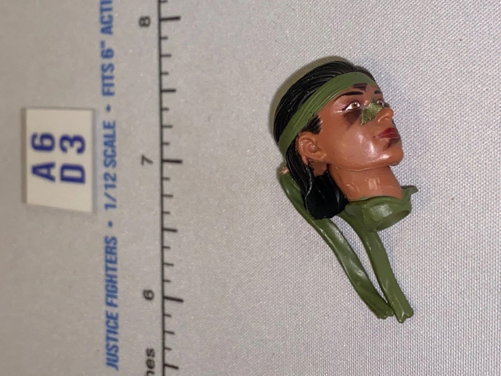1/12 Scale GI Joe Classified Female Head Sculpt with Dark Hair and Green