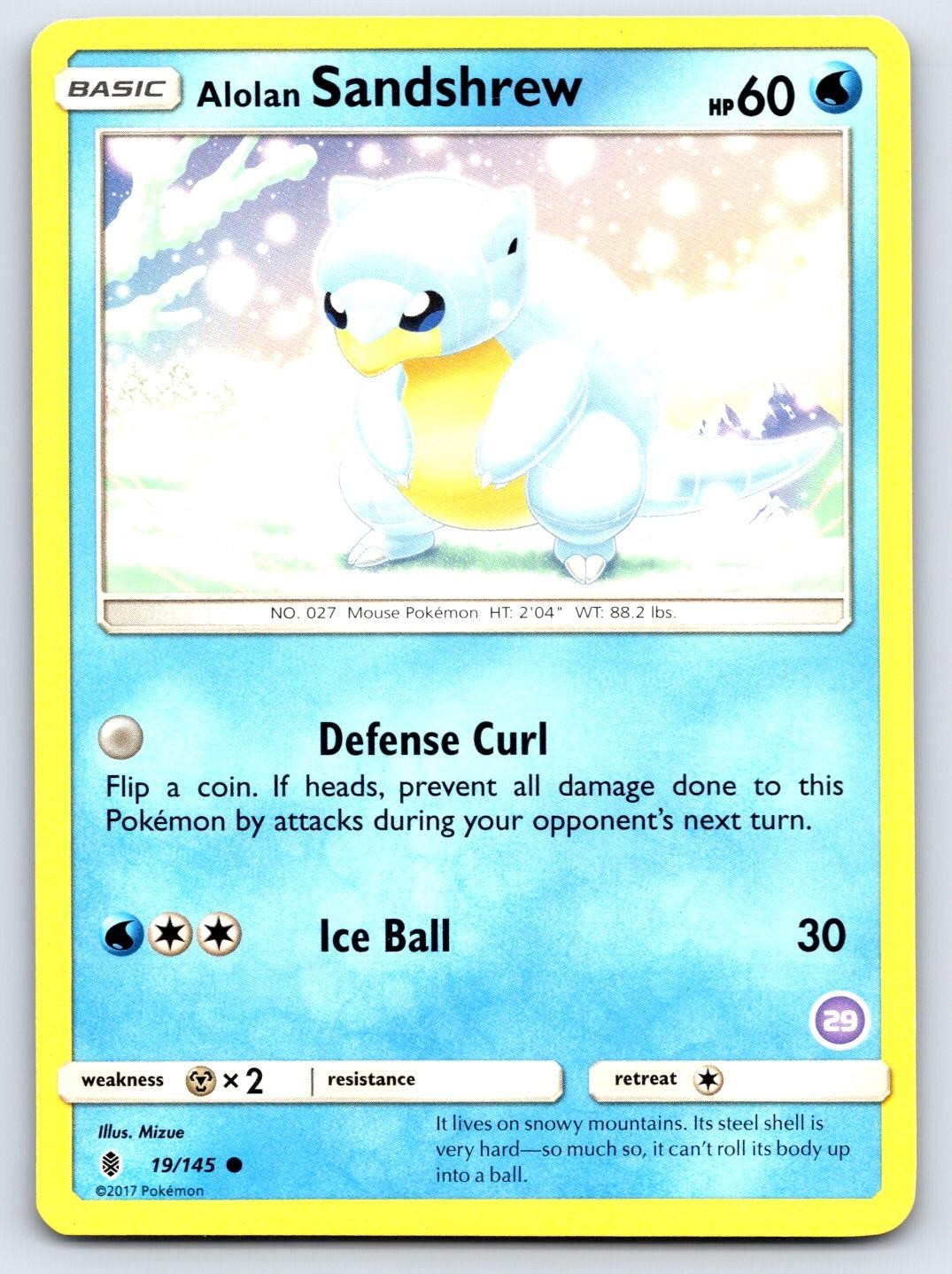 Pokemon Alolan Sandshrew 19/145 Guardiani Comuni Risurrezione