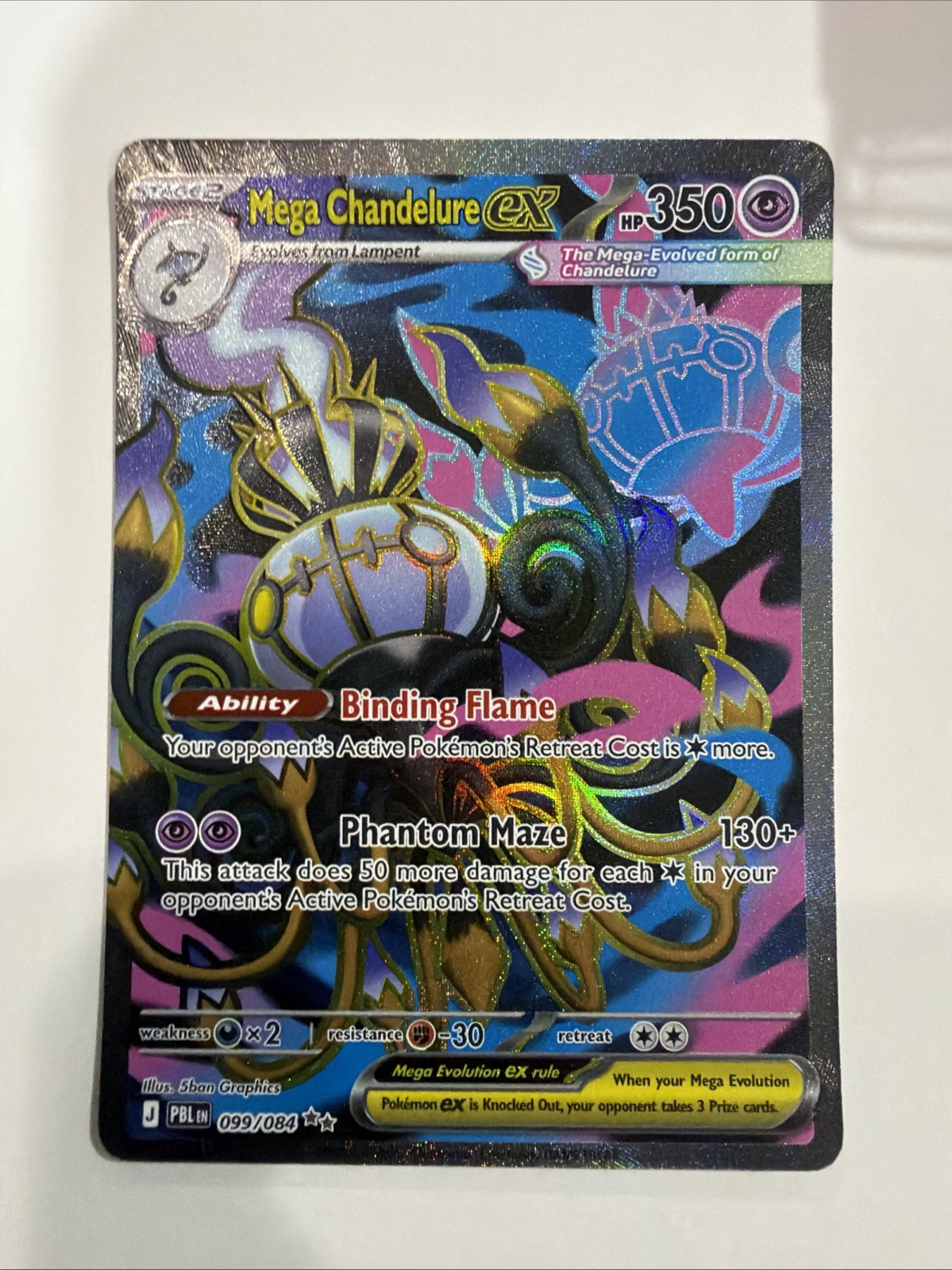 Pokemon Mega Chandelure EX 099/084 - Pitch Black - Full Art  NM