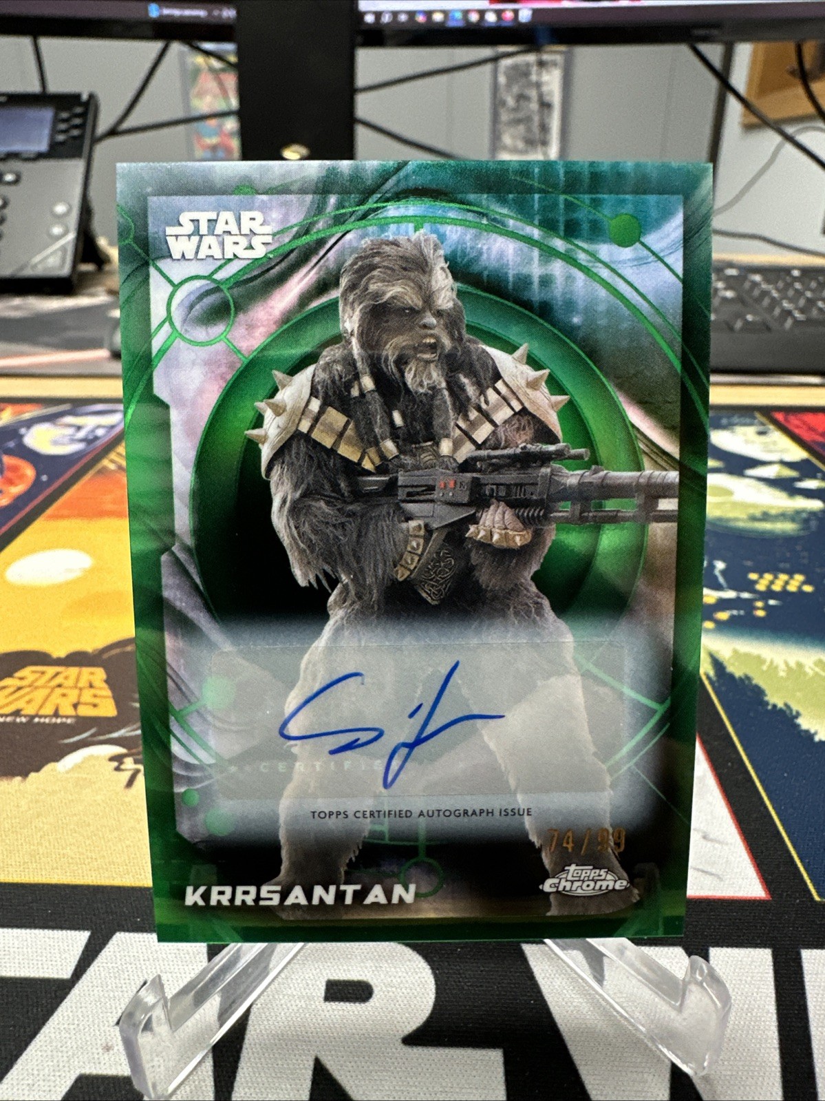 2026 Topps Chrome Star Wars Krrsantan rifrattore verde automatico 74/99