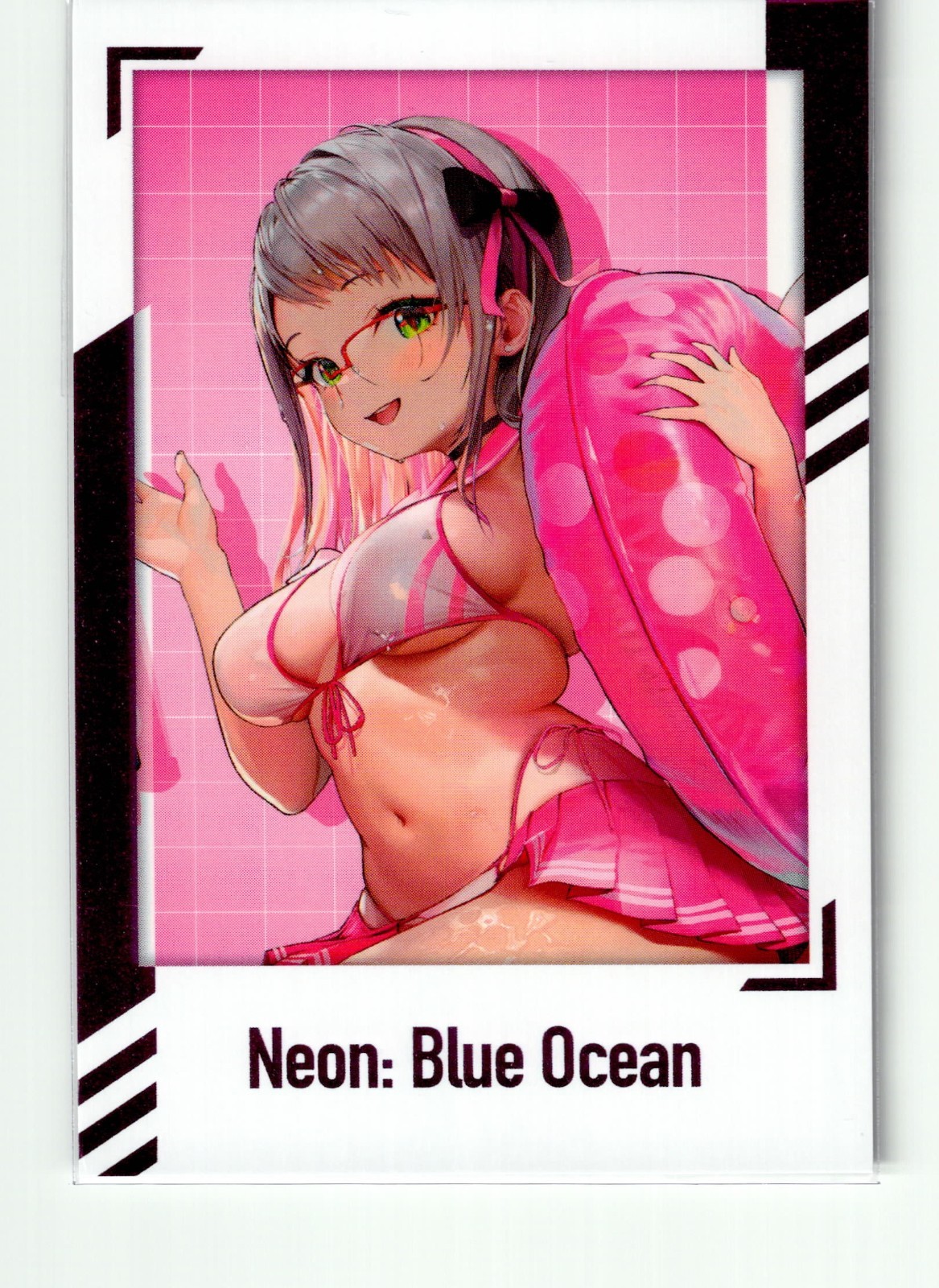 Carta fotografica Dea della Vittoria Neon-Blue Ocean giapponese stile Nikke Polaroid