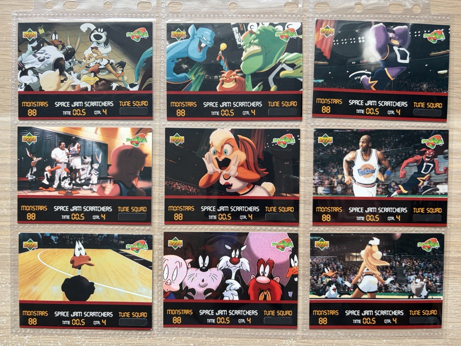 A Complete Set of 9 Upper Deck Trading Cards Space Jam Scratchers