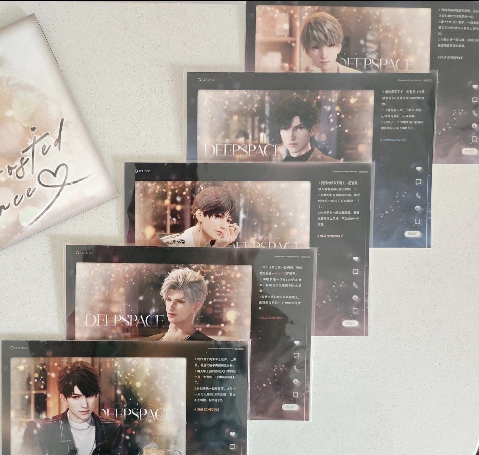 Love and Deepspace Frosted Glance Set di Carte Commemorative Art Ufficiale Nuove