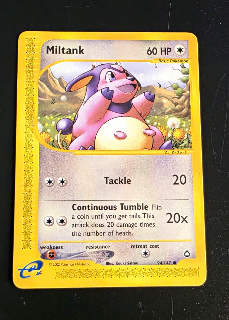 Pokémon TCG Miltank 94/147 Aquapolis Common english 2002 ereader