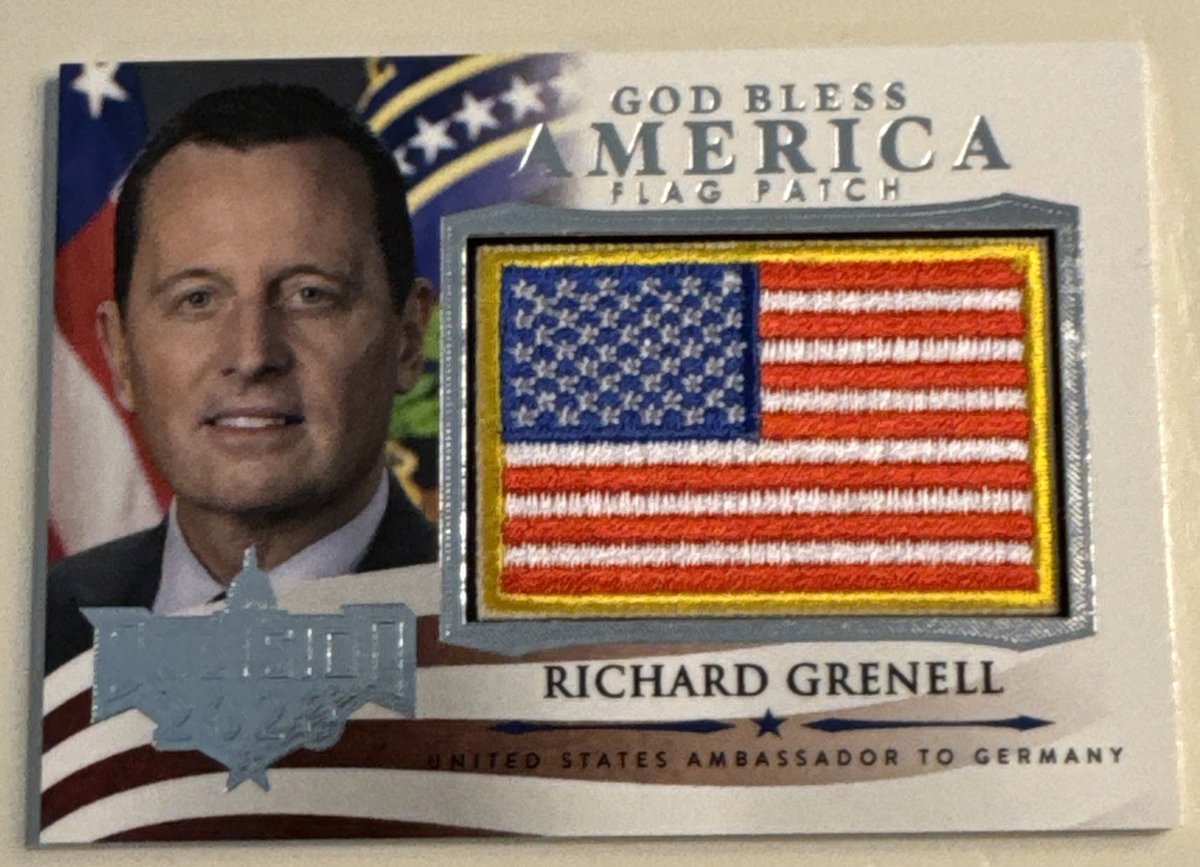 RICHARD GRENELL AMBASCIATORE GERMANIA 2020 DIO BENEDICA BANDIERA AMERICA patch card