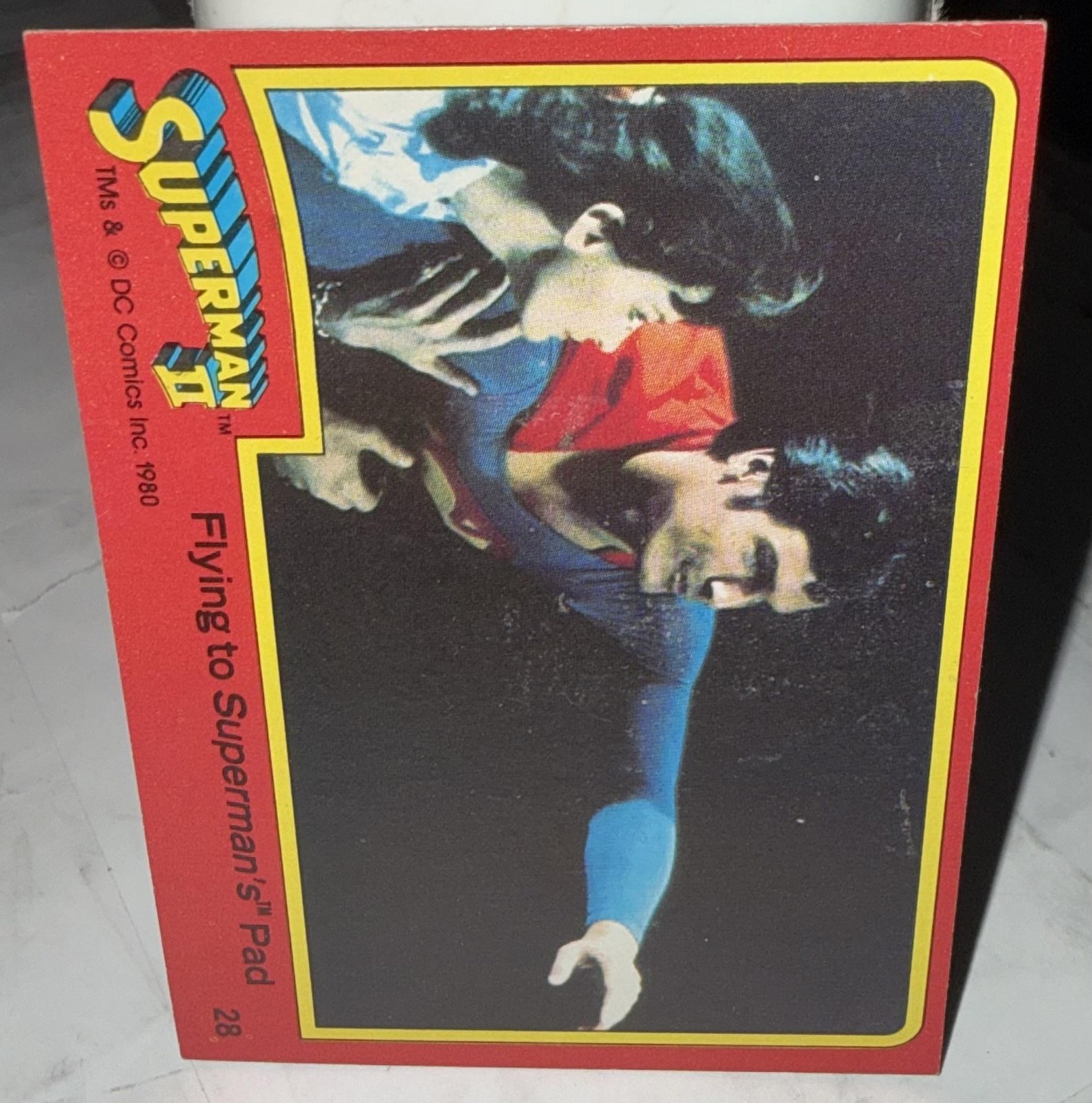 Carta puzzle vintage 1980 Topps Superman II 28 Flying to Superman's Pad