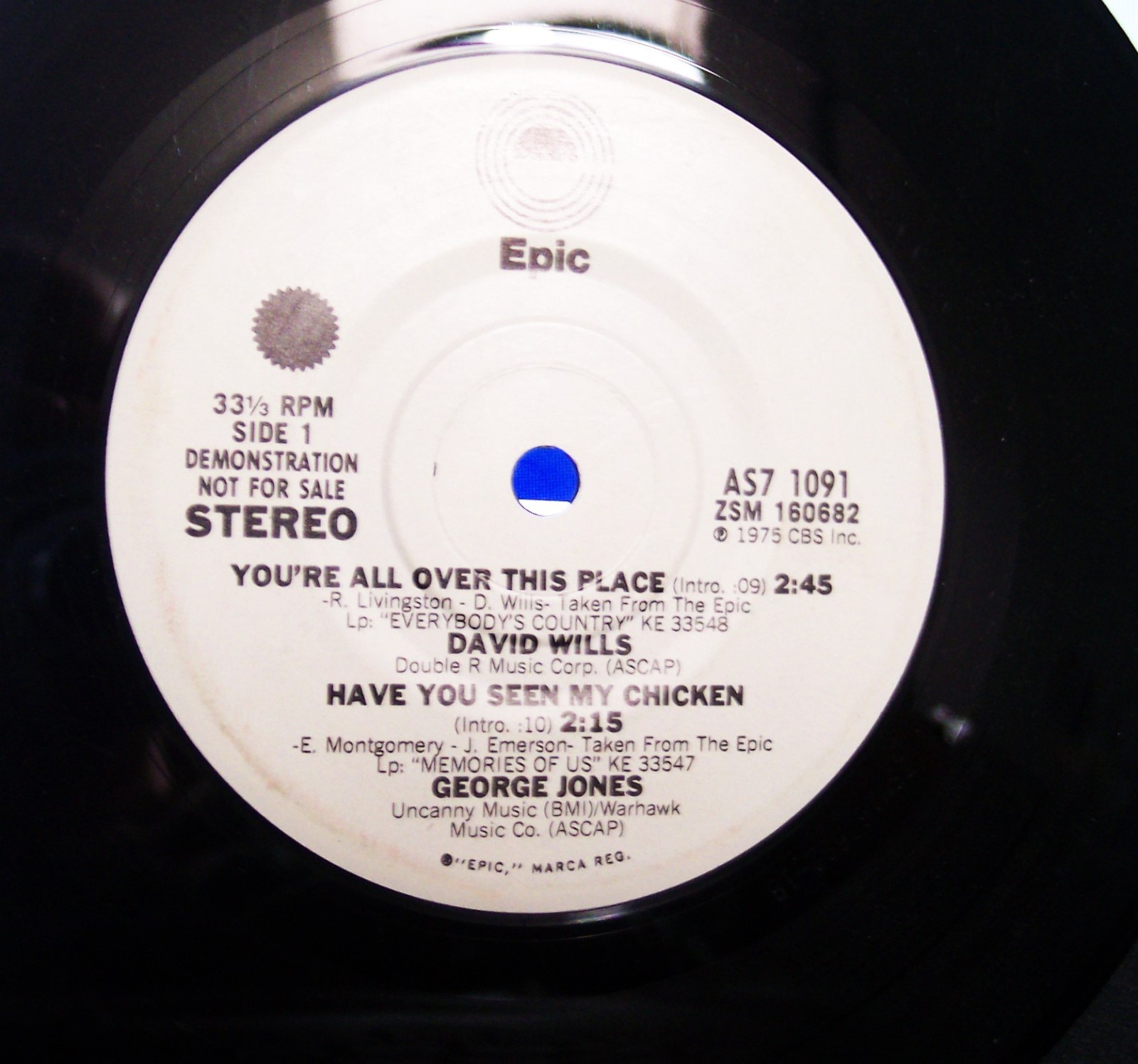 EPIC PROMO 33 RPM 7'' EP FROM 1975  JONES, WYNETTE, STAMPLEY, WILLS  VG+