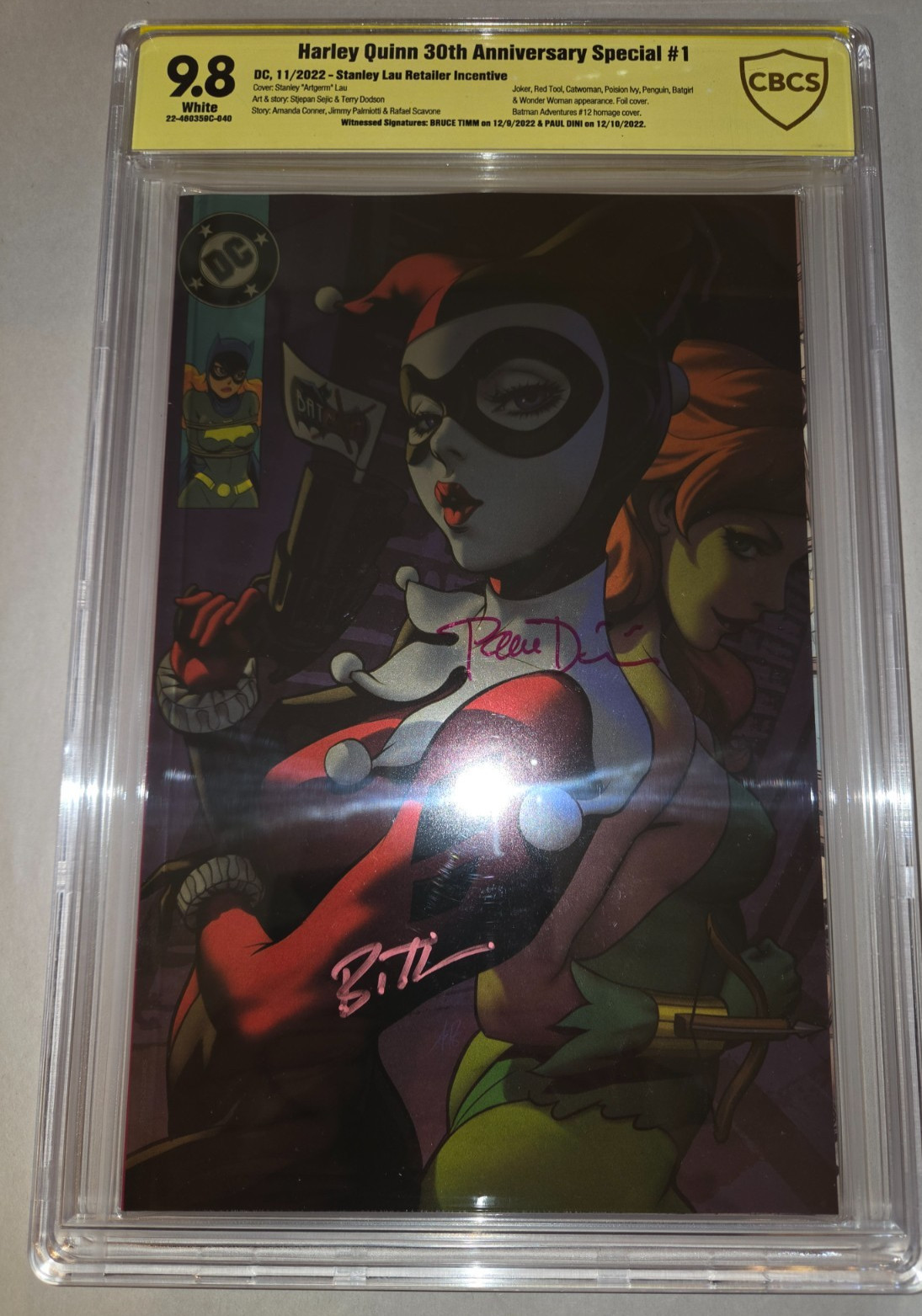 Harley Quinn 30th Anniversary Special #1 (CBCS SS 9.8) Lau Rivenditore Foil, Firmato