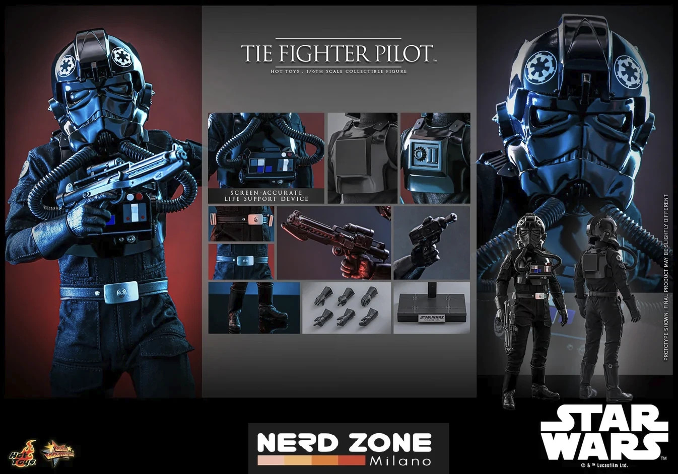 HOT TOYS - Star Wars Episode IV - Action Figure 1/6 TIE fighter Pilot 30 MMS798