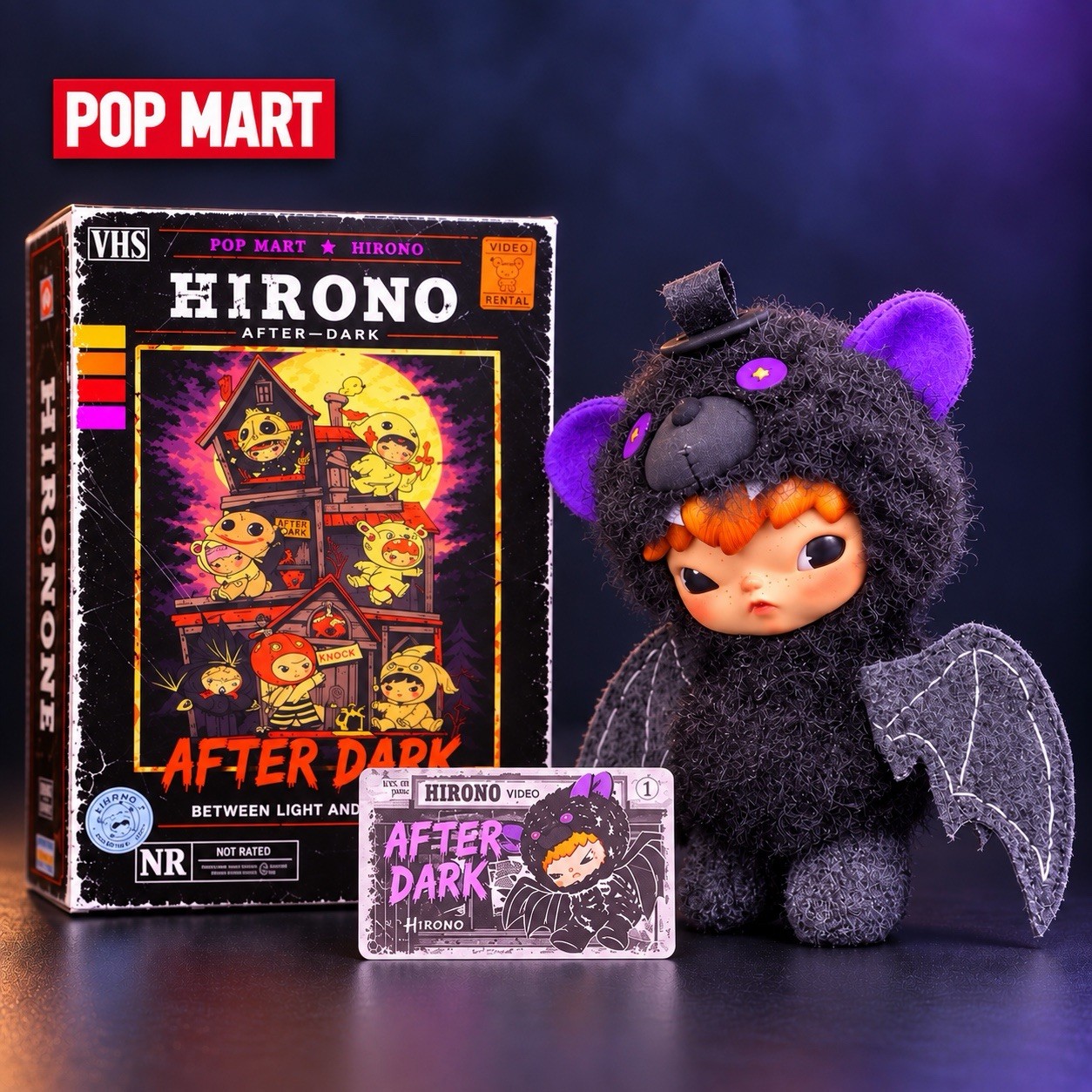 Popmart Hirono After Dark SOPRASOPRASOPRA Sigillato Vinile Peluche Pendente Stesso Giorno Post