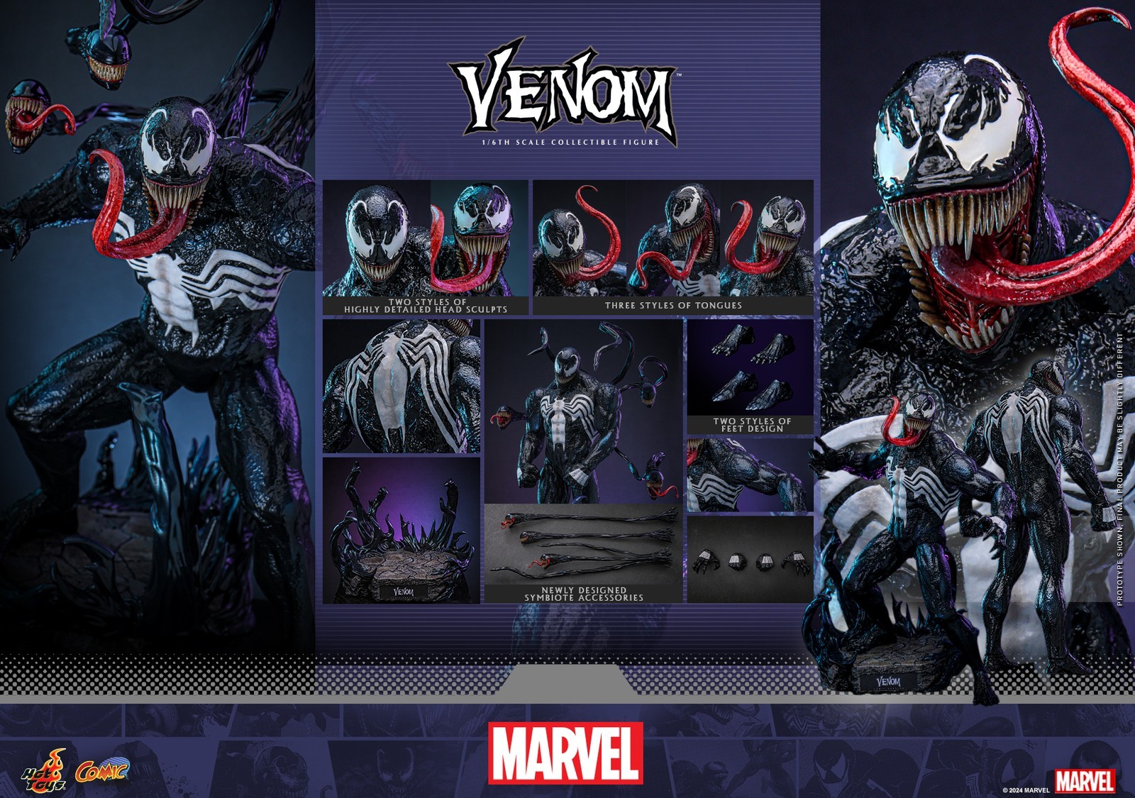 In Magazzino Modellino Hot Toys CMS023 Marvel Comics Venom 1/6 39 cm nuovo