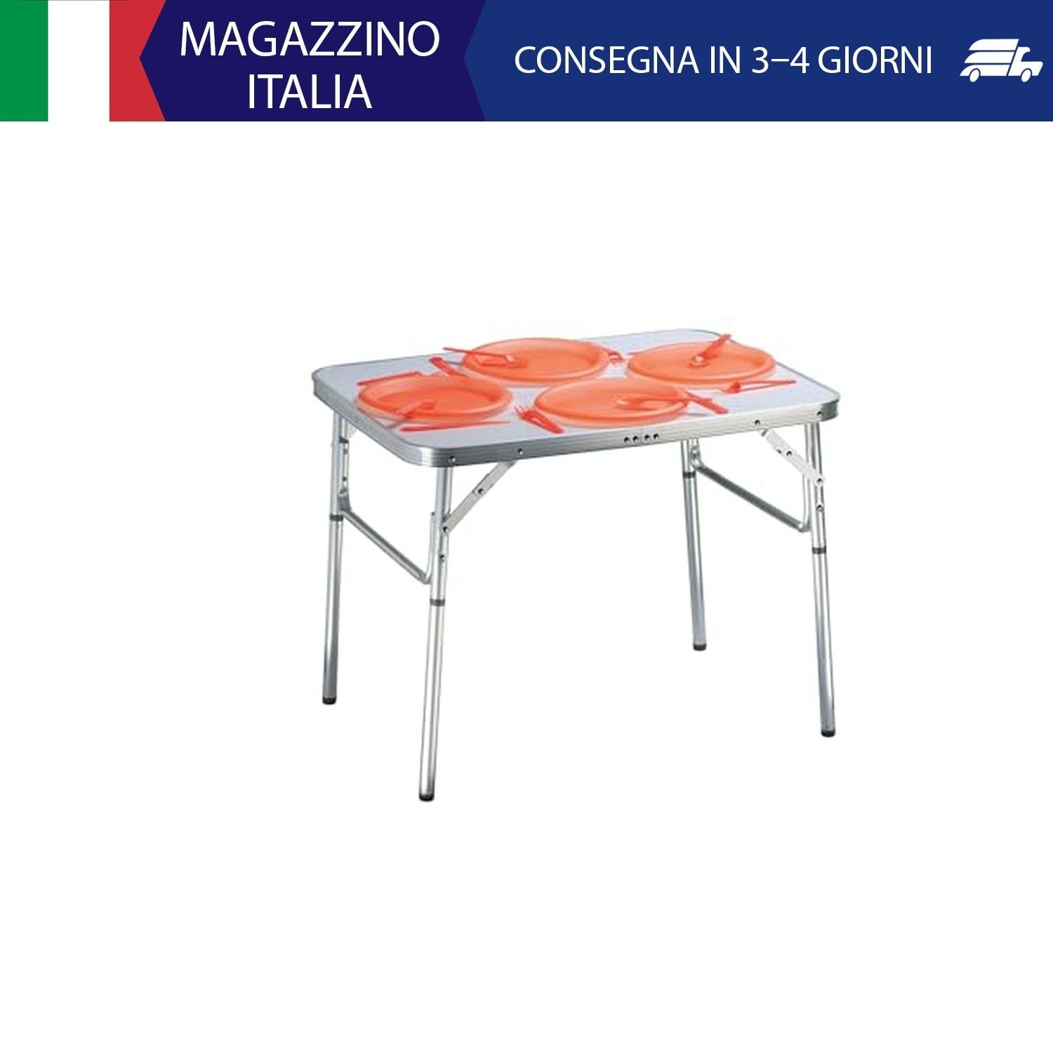 Camp Active 44756 - Tavolo Pieghevole, Regolabile in Altezza, Alluminio/Plastica