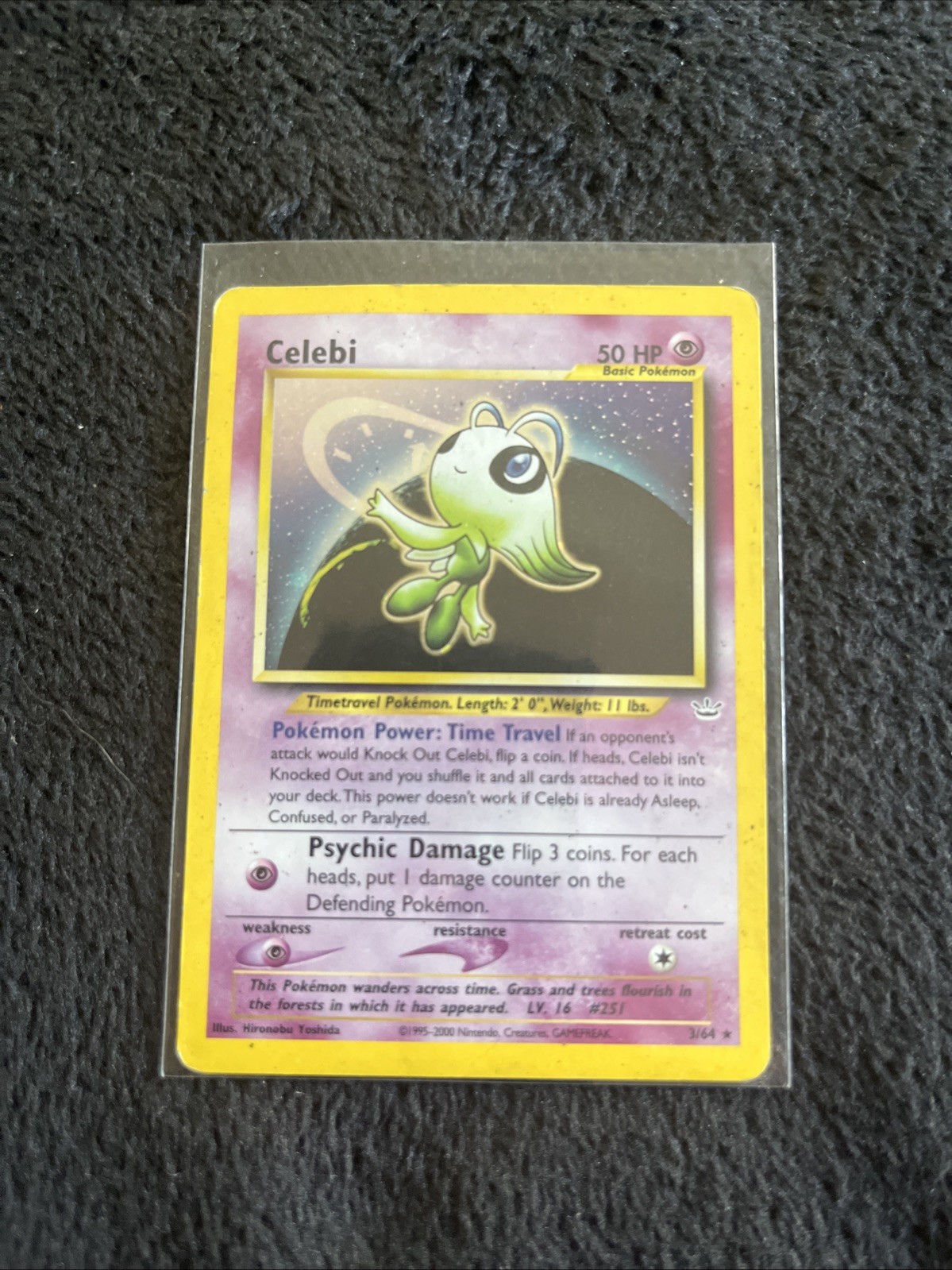 Carta Pokémon TCG Celebi Neo Revelation Holo 3/64 illimitata rara, vintage 2001
